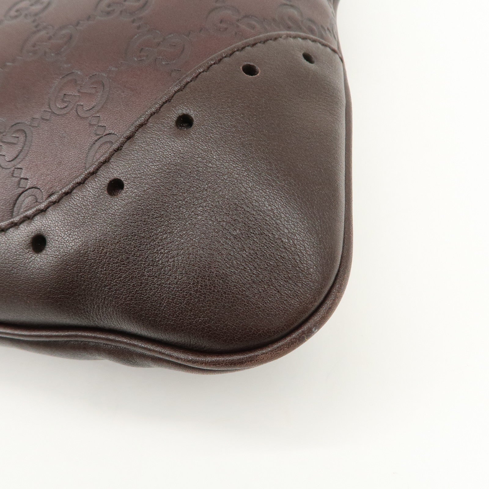 GUCCI Guccissima Leather Shoulder Bag Hand Bag Dark Brown 145781 Used