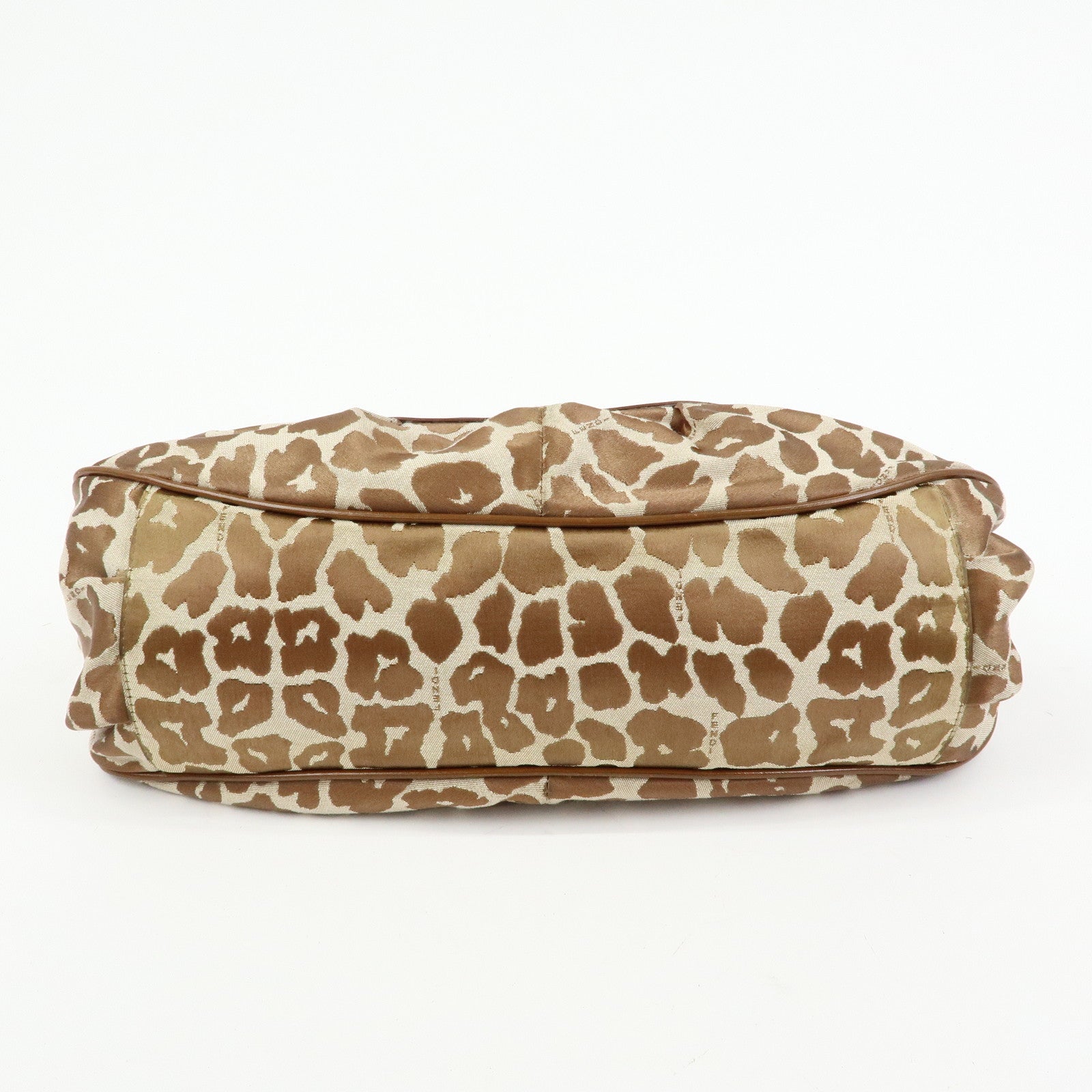 FENDI Canvas Leather Tote Bag Hand Bag Animal Print Brown 8BR628