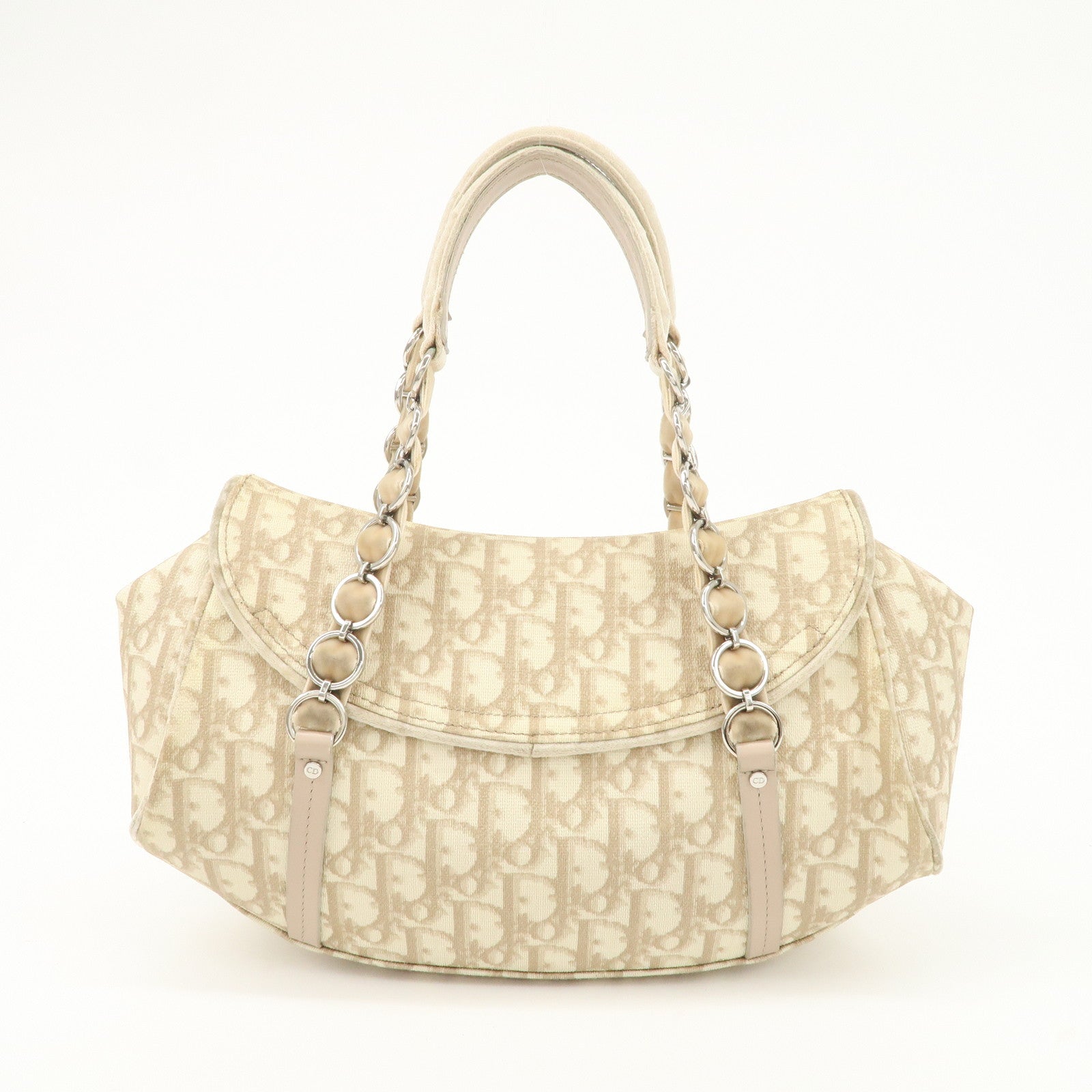 Christian Dior Romantic Trotter PVC Leather Shoulder Bag Hand Bag Beige