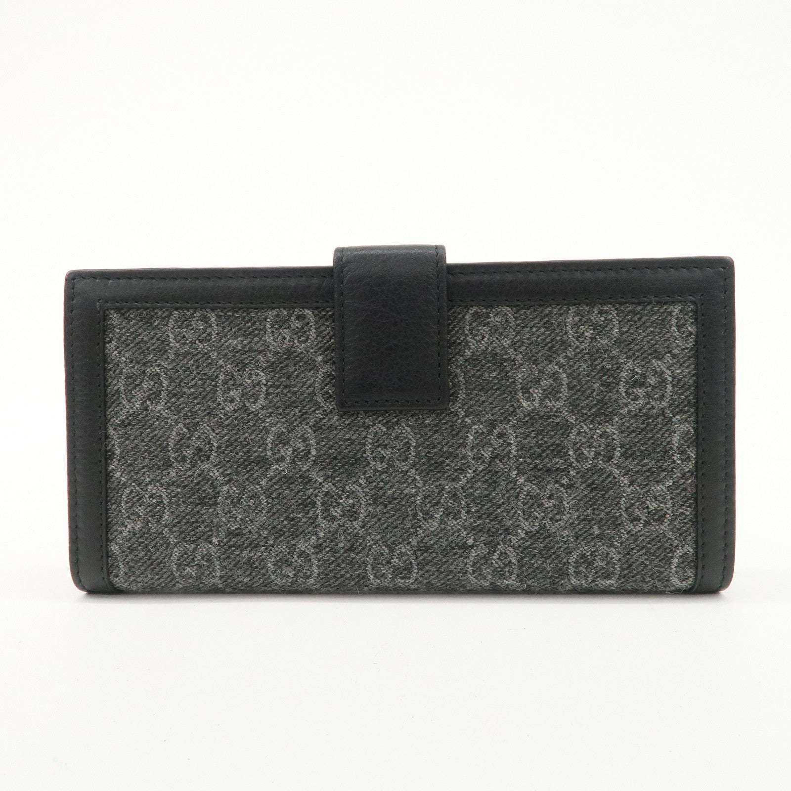 GUCCI Interlocking G Leather GG Wool Long Bi-fold Wallet 269903 Used