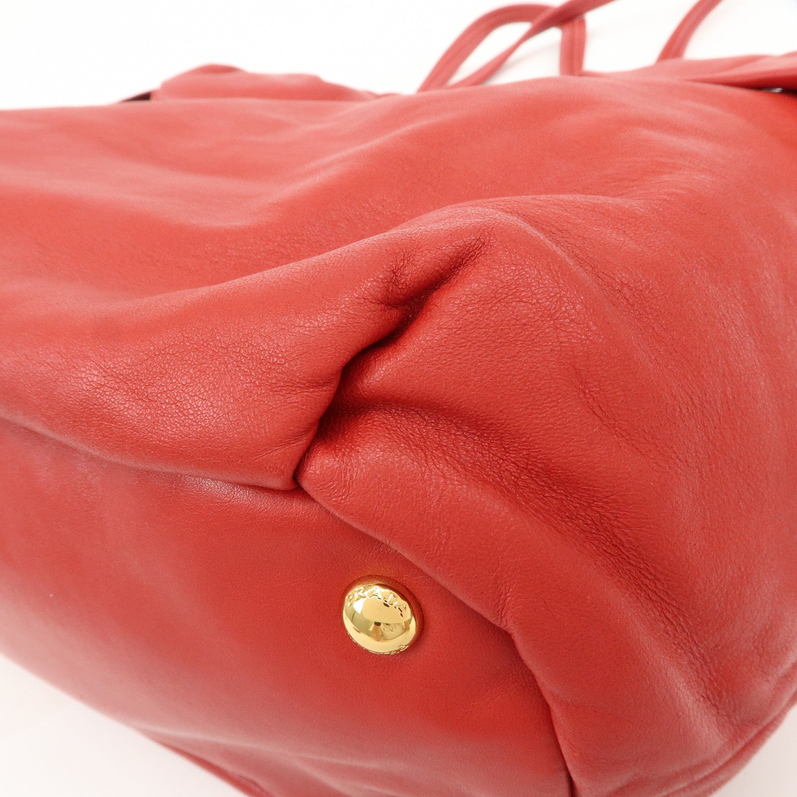 PRADA Logo Leather 2Way Bag Hand Bag Shoulder Bag Red BR4205