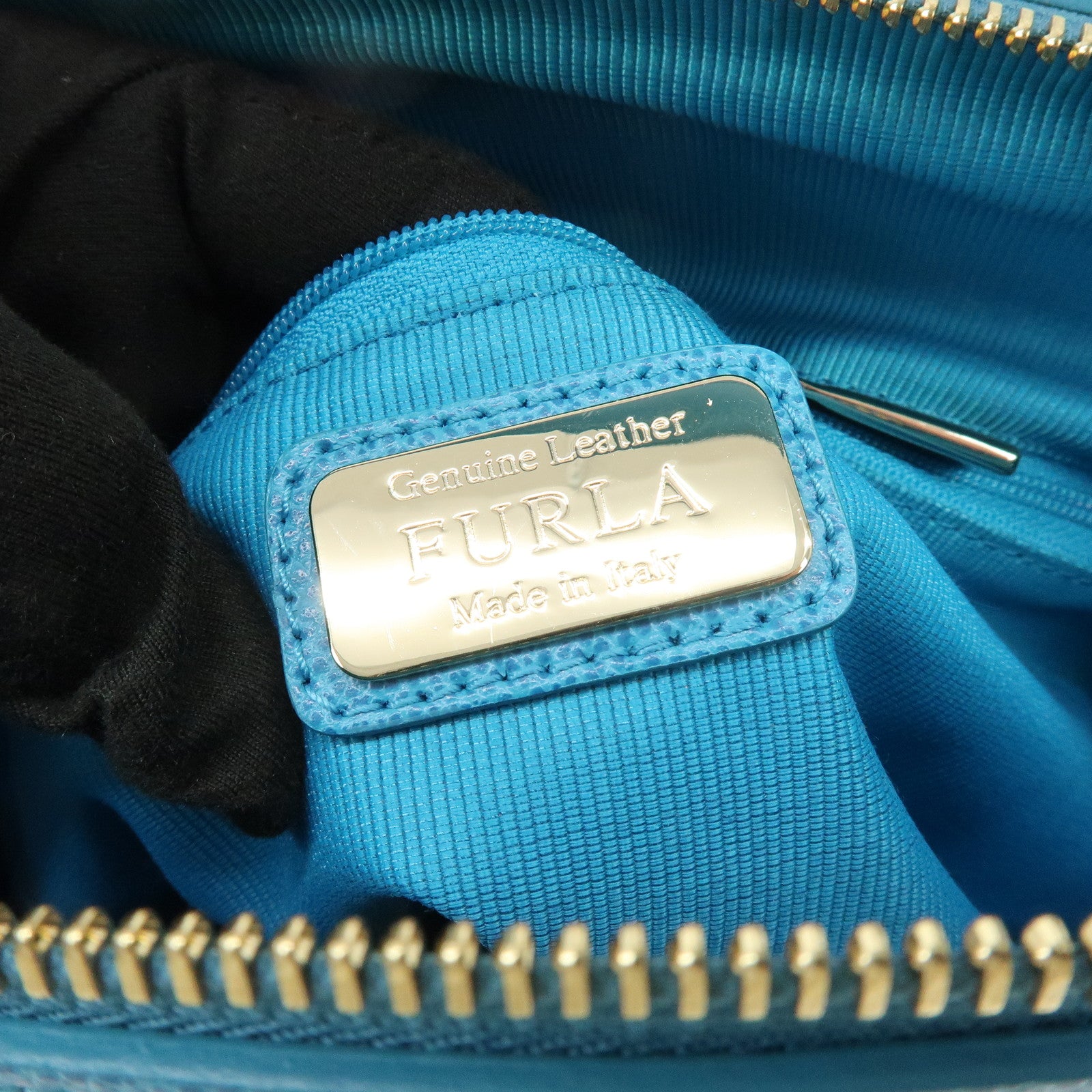 FURLA Set of 2 Leather 2Way Bag Hand Bag Shoulder Bag Black Blue