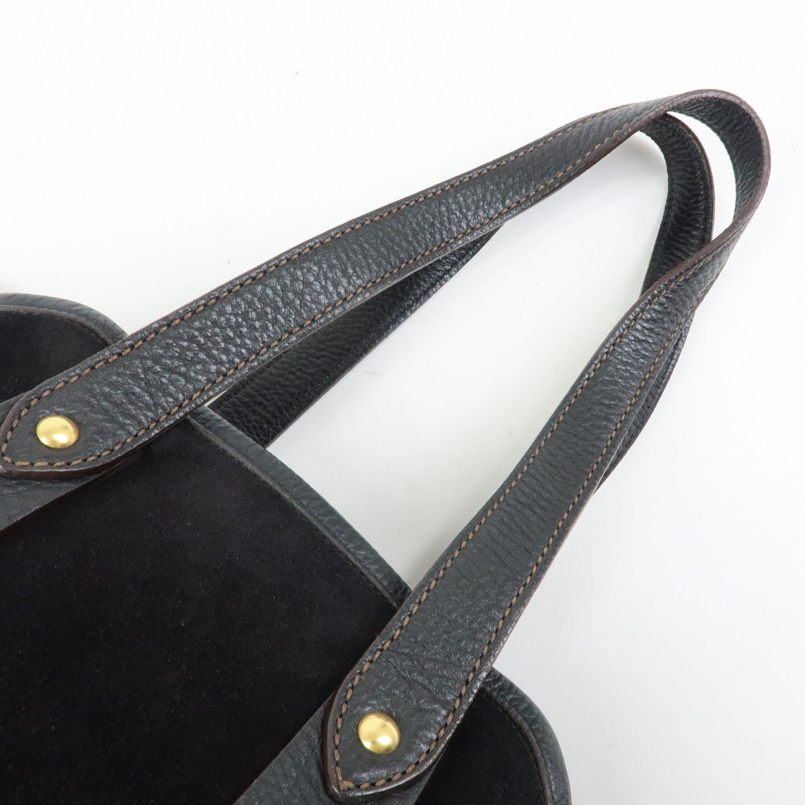 Ferragamo Gancini Suede Leather Shoulder Bag Hand Bag Black