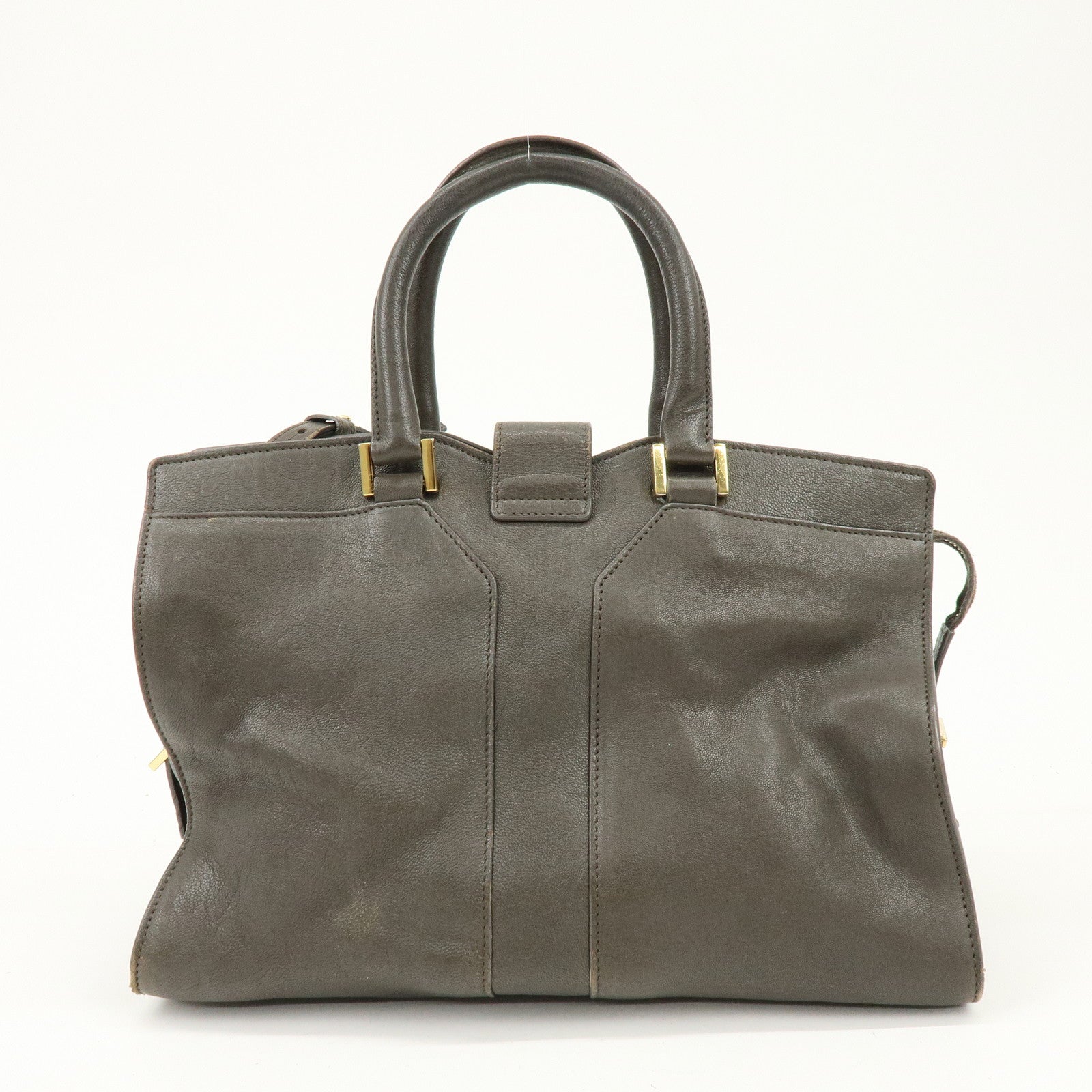 SAINT LAURENT PARIS Cabas Chyc Leather 2WAY Bag Gray 370699