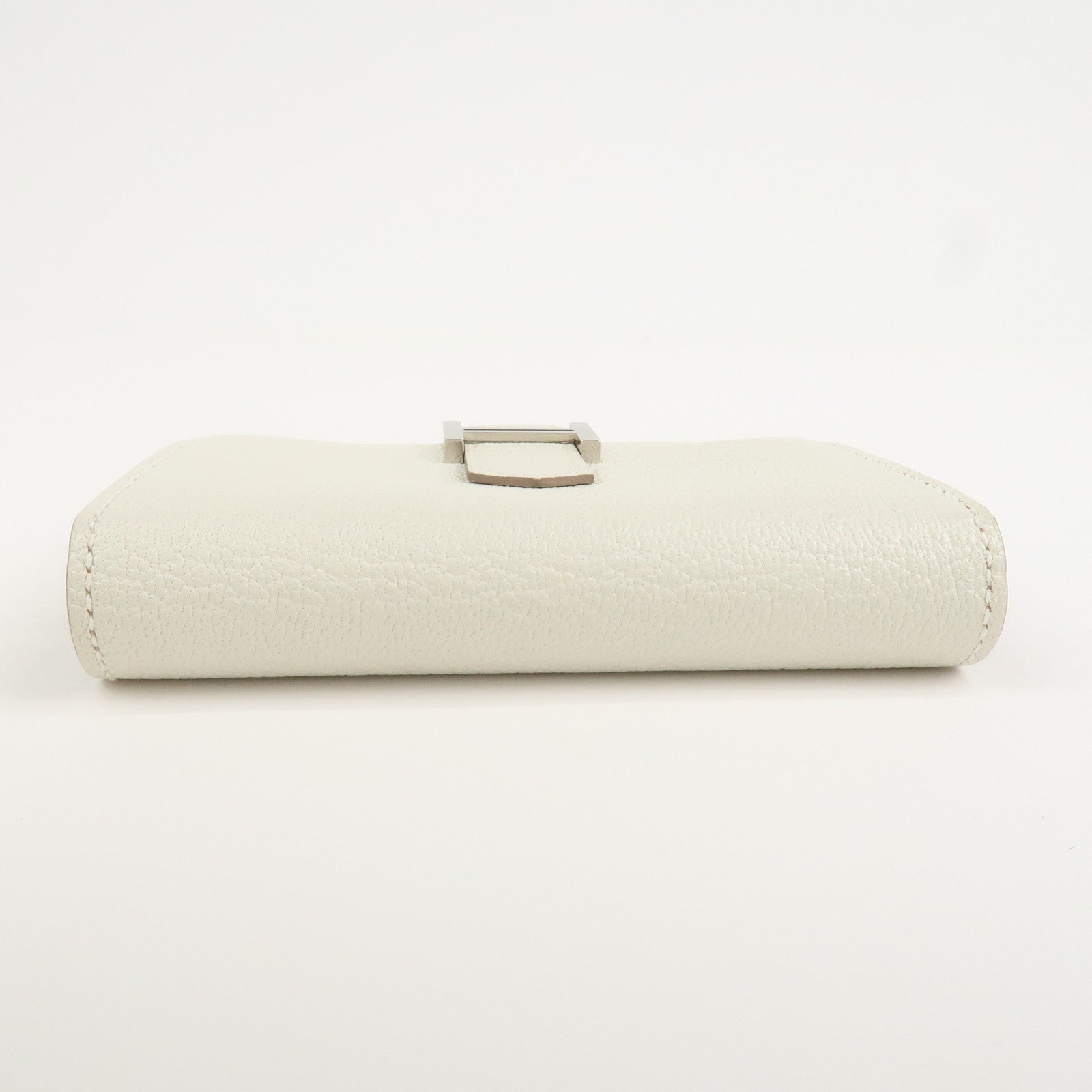 HERMES Bearn Chevre B Stamped Card Case Card Holder Craie