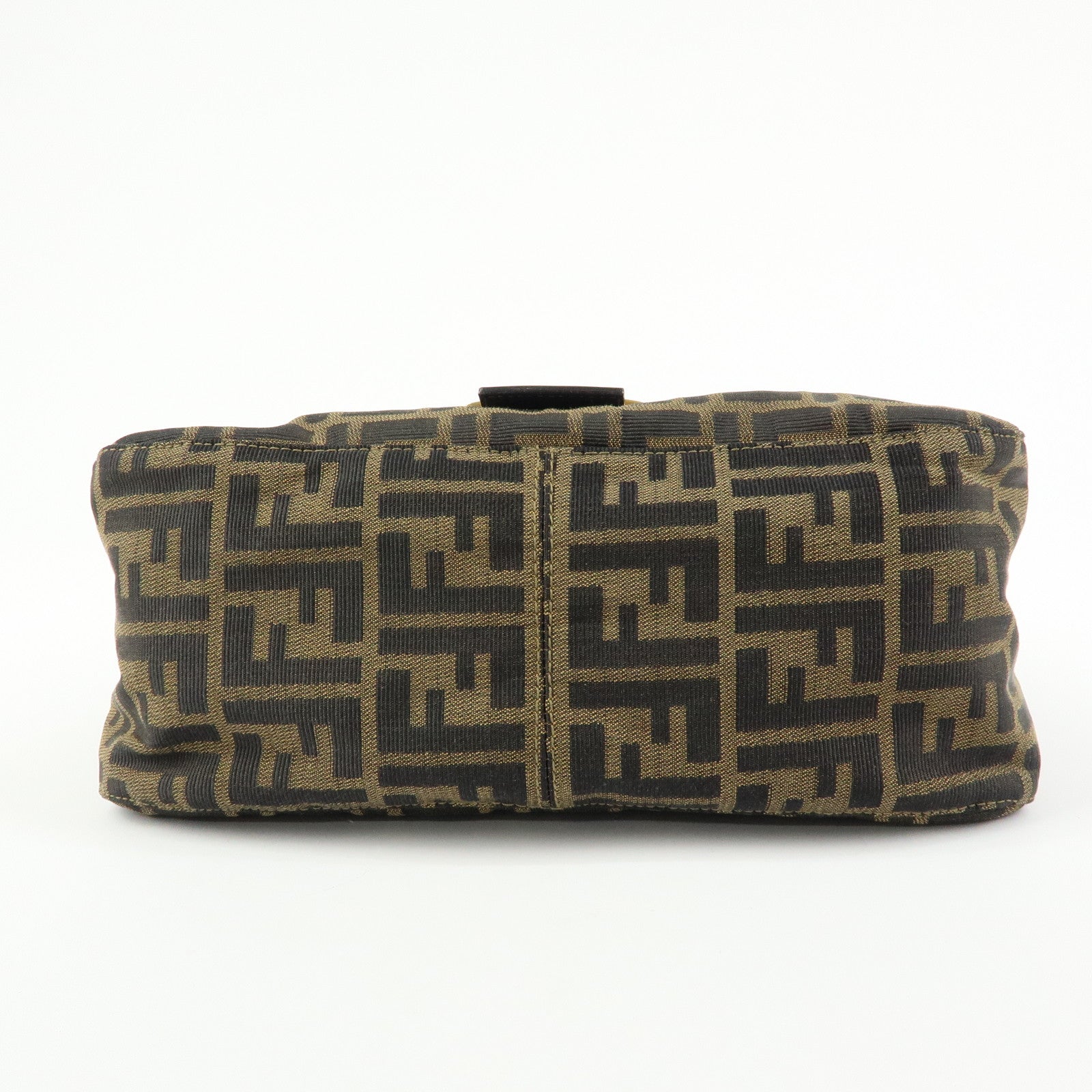 FENDI Mamma Baguette Zucca Canvas Leather Shoulder Bag Brown 26325