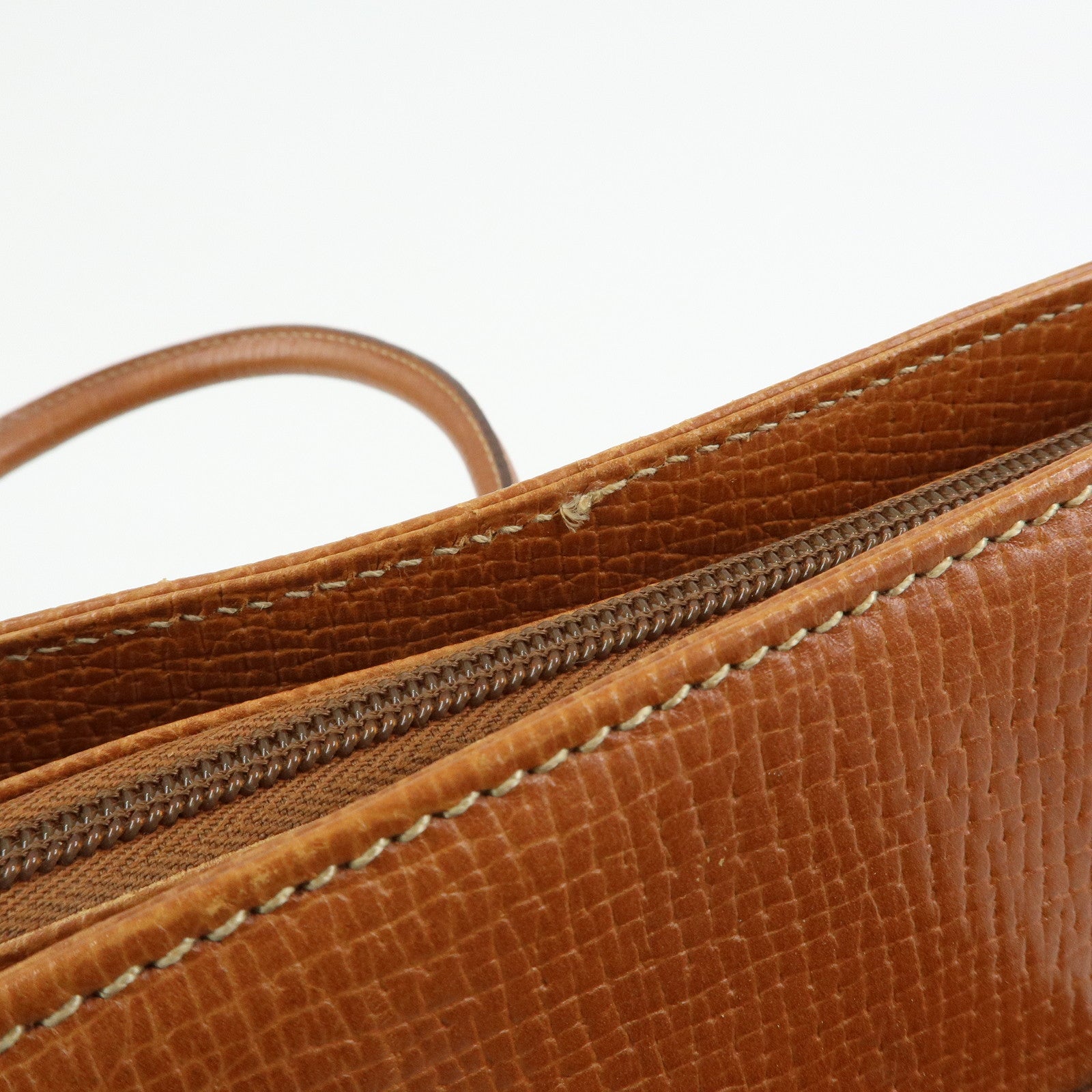 LOEWE Embossed Leather 2Way Bag Hand Bag Shoulder Bag Brown