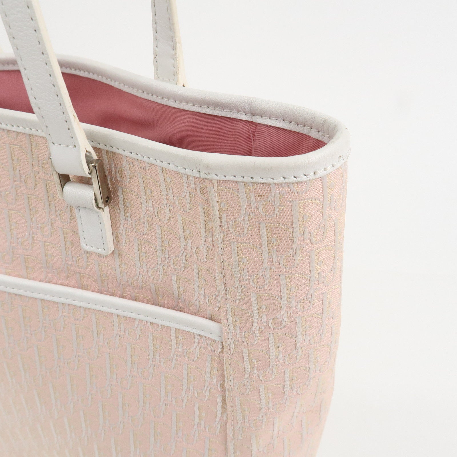Christian Trotter Dior Canvas Leather Tote Bag Shoulder Bag Pink