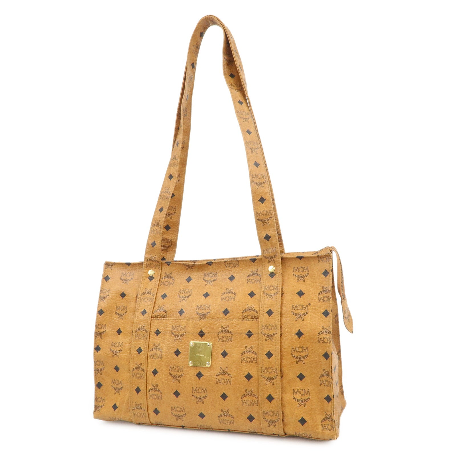 MCM Visetos Leather Shoulder Bag Tote Bag Brown