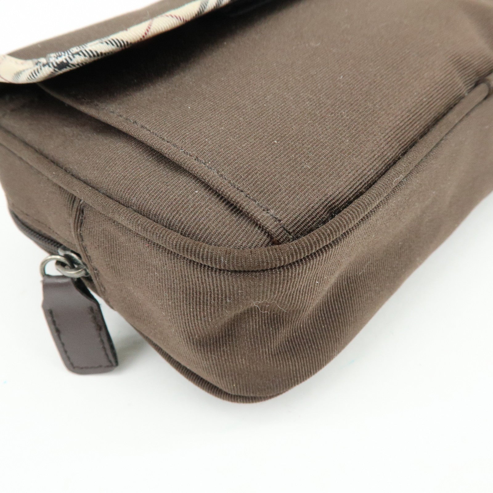 BURBERRY Nova Plaid Set of 2 Canvas Pouch Cosmetic Case Brown Gold