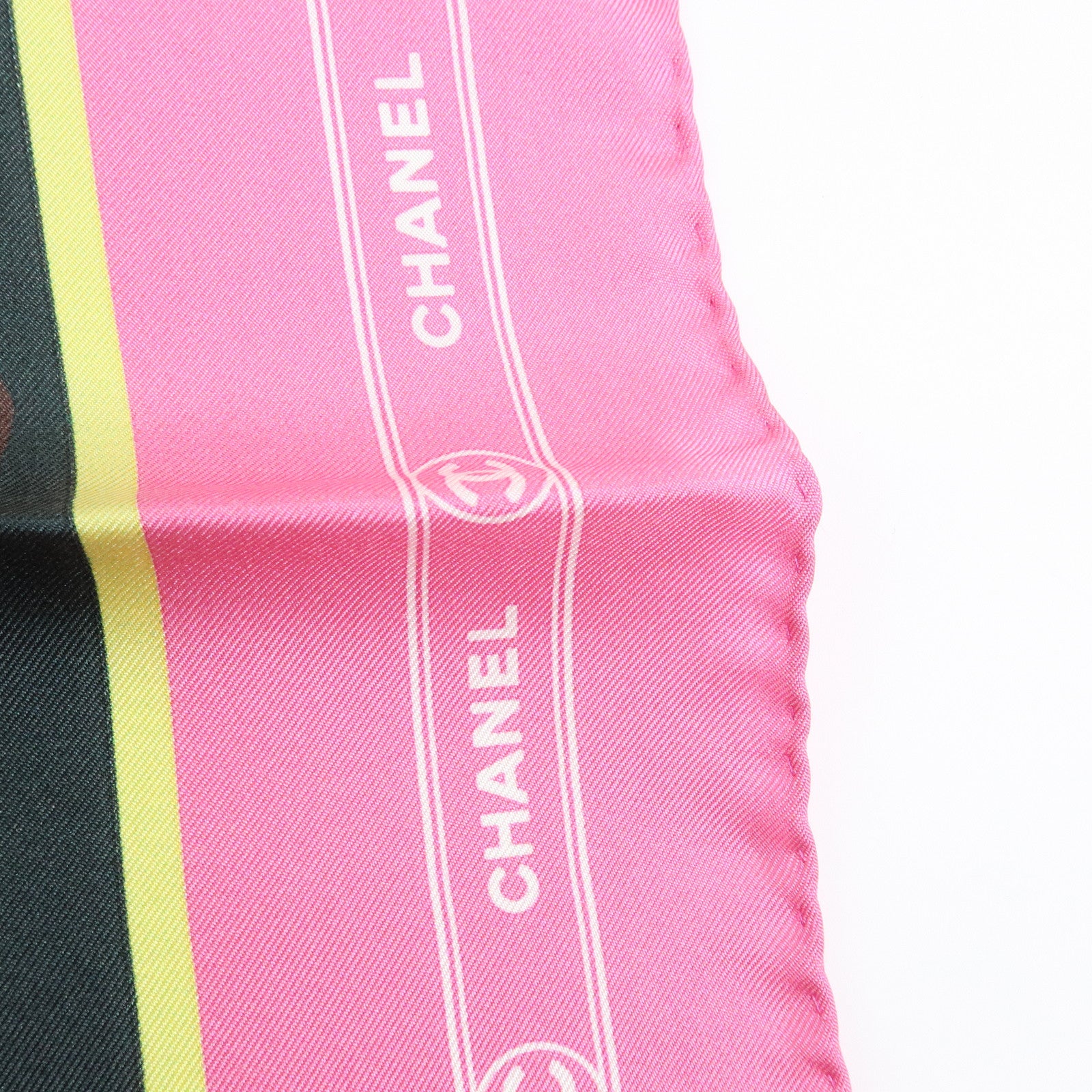 CHANEL Silk100% Scarf Paris Cuba Collection Pink Black Brown