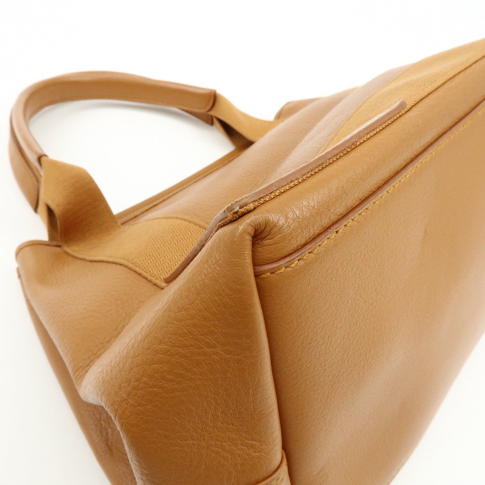 BALENCIAGA Navy Cabas Small Leather Tote Bag Hand Bag Brown 339933