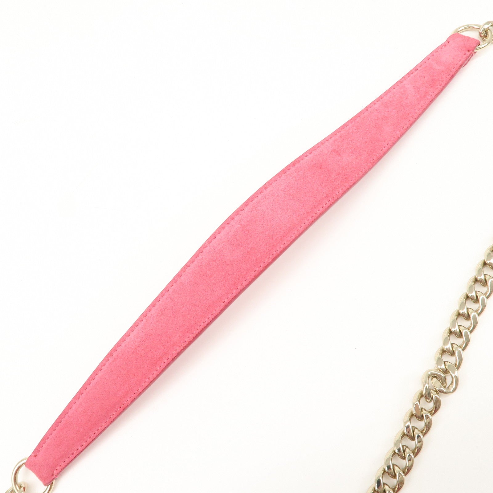 JIMMY CHOO Callie Drawstrings S Suede Chain Shoulder Bag Pink Used