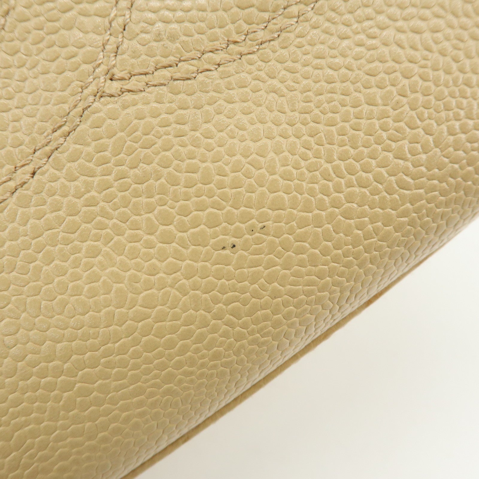 CHANEL COCO Mark Caviarskin Tote Bag Shoulder Bag Hand Bag Beige