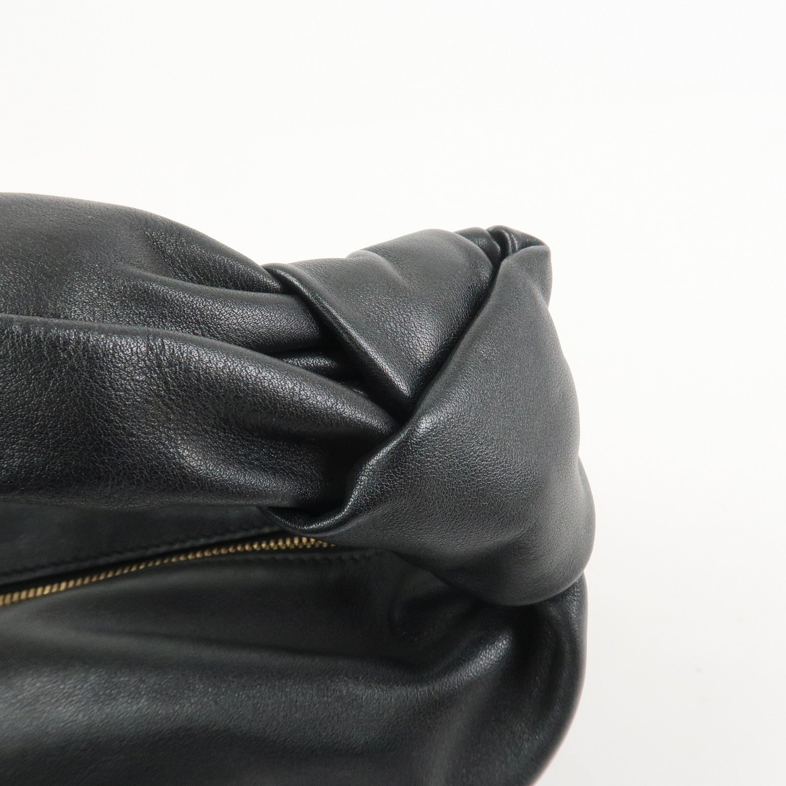 BOTTEGA VENETA Double Knots Leather Hand Bag Black