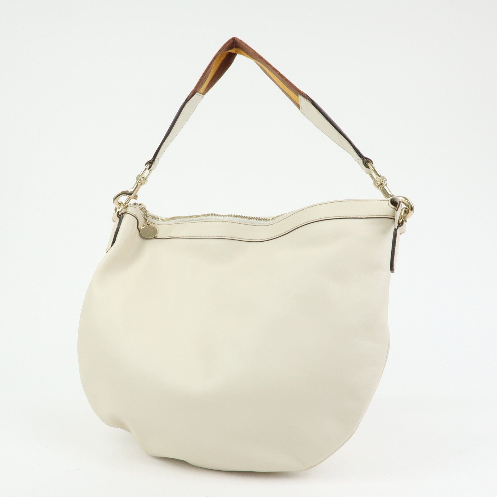 GUCCI Sherry Leather Shoulder Bag Hand Bag Ivory 154401