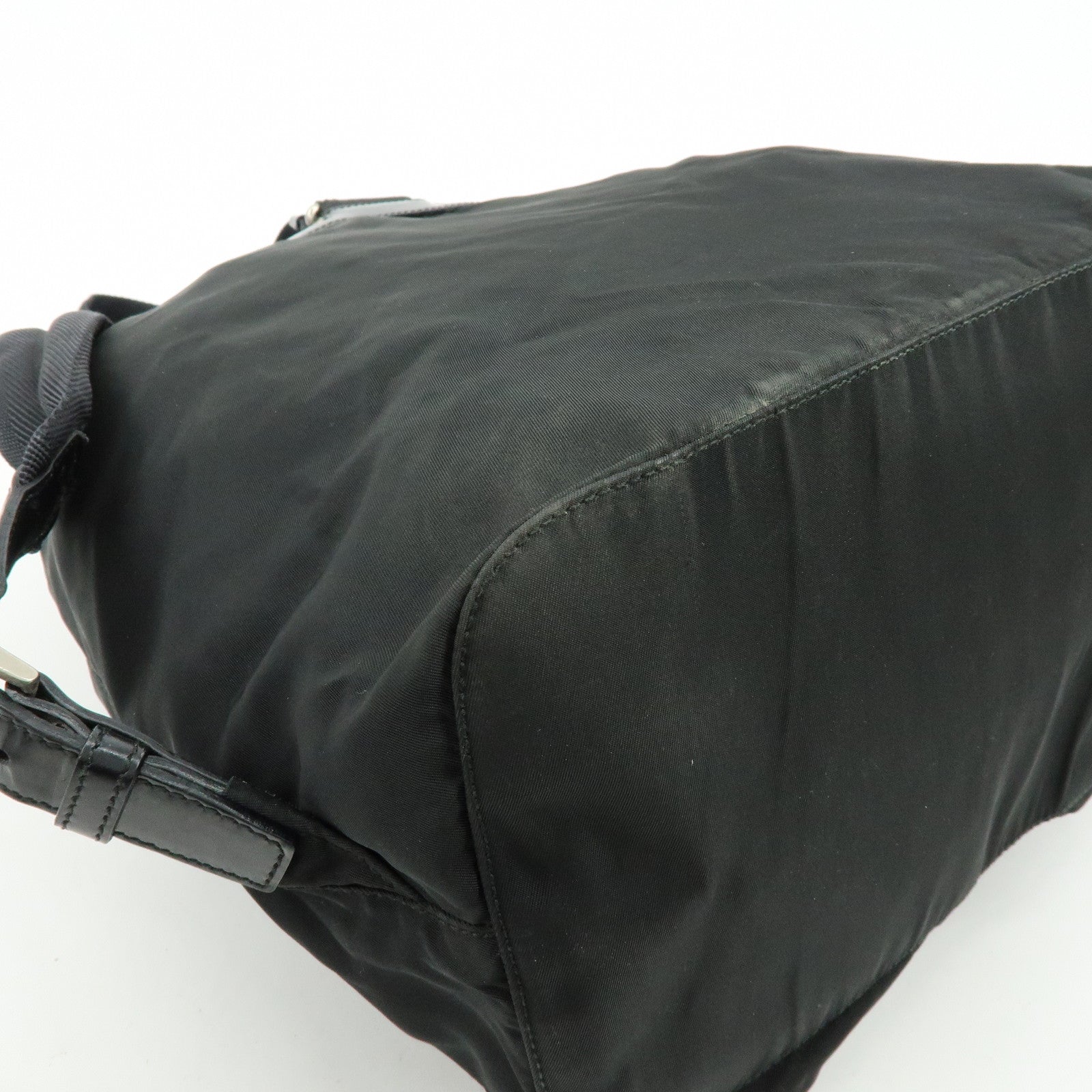 PRADA Triangle Logo Nylon Leather Backpack Rucksuck Black