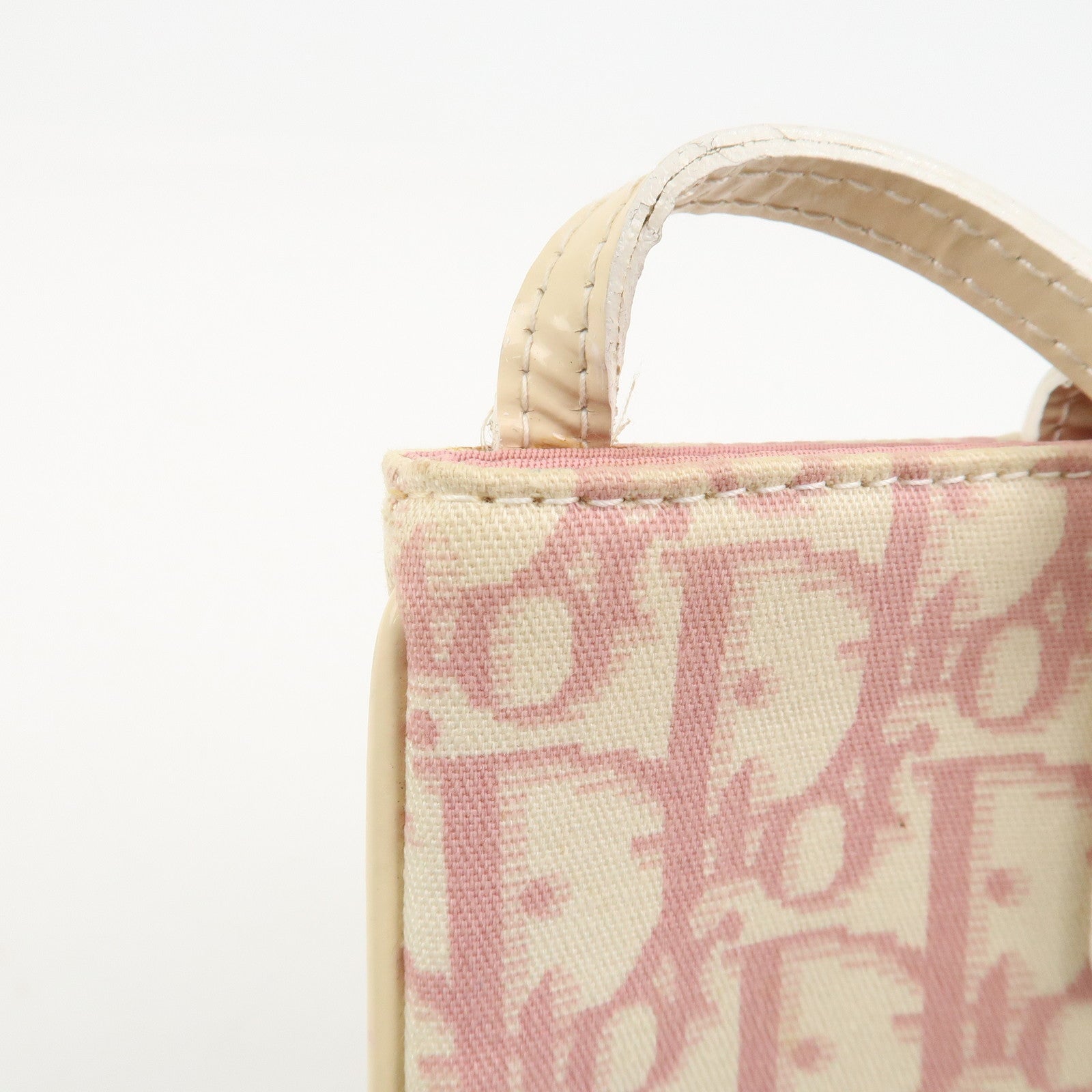 Christian Dior Trotter Girly Canvas PVC Shoulder Bag Pink Ivory