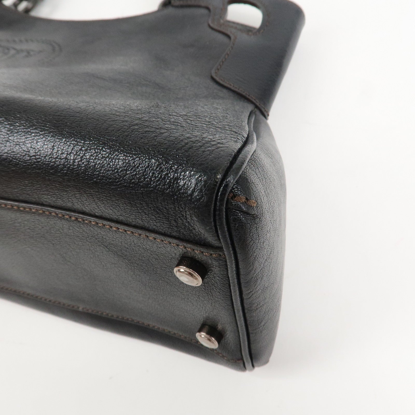 Cartier Must Line Calf Leather Marcello Hand Bag Dark Brown