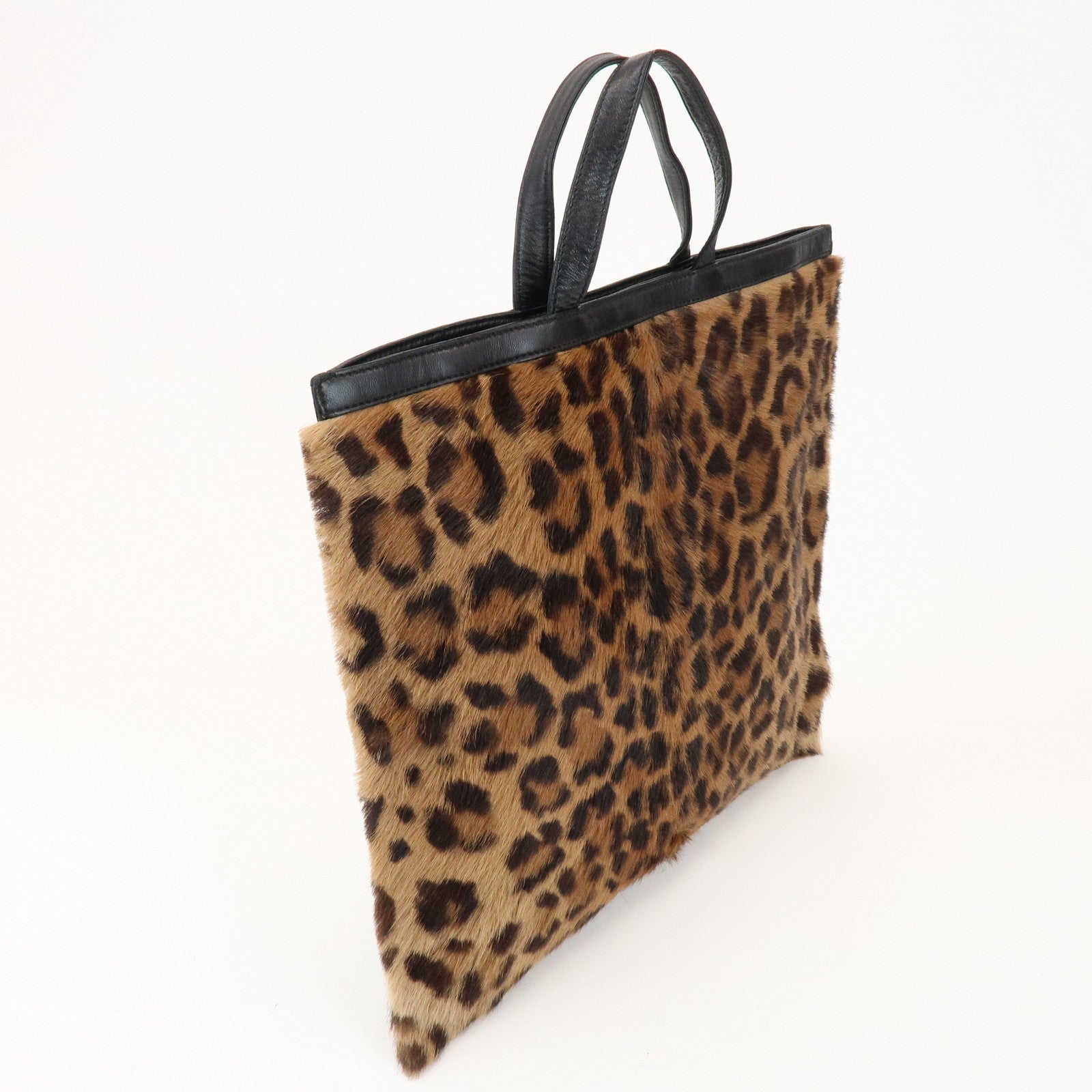 LOEWE Unborn Calf Leather Tote Bag Hand Bag Brown Black