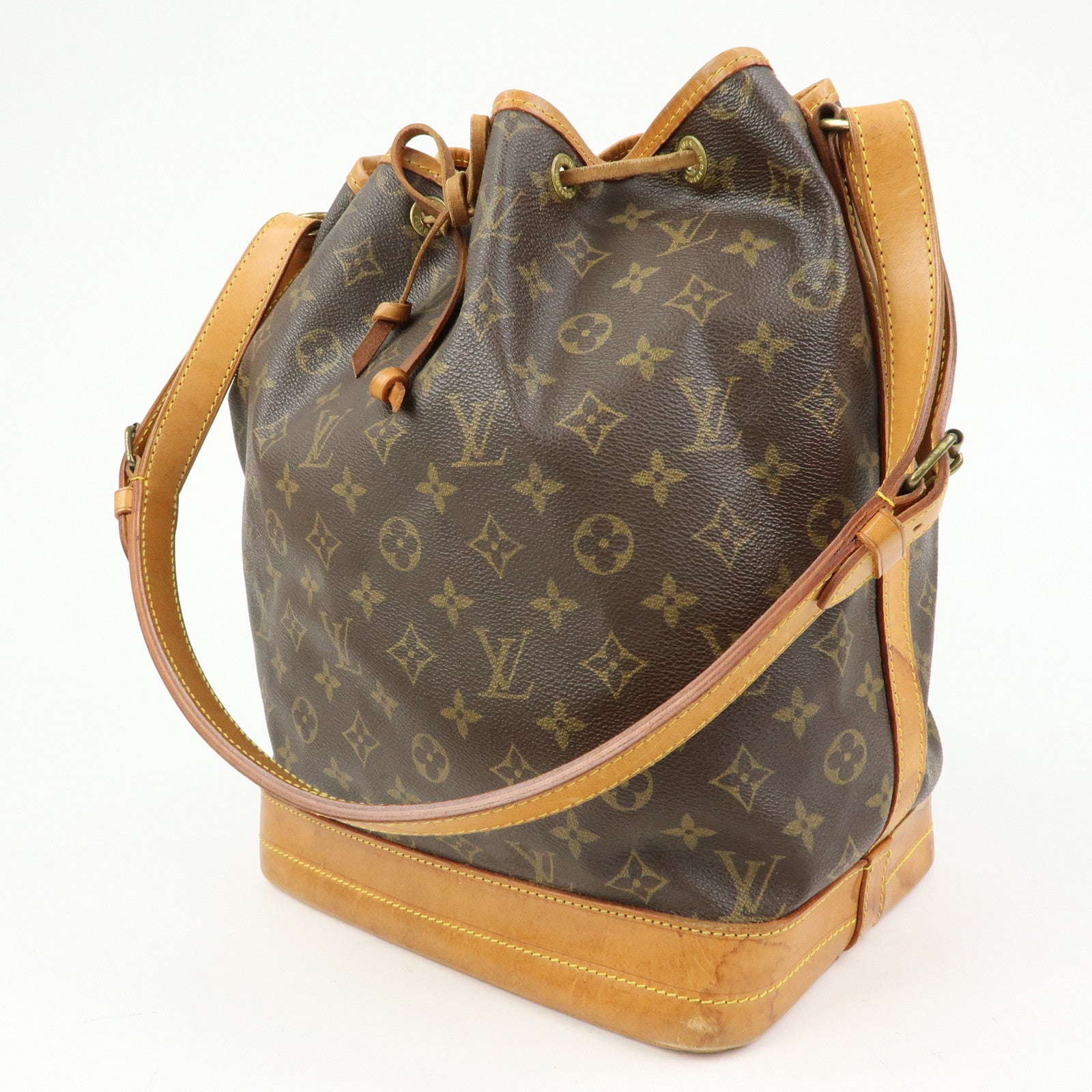 Louis Vuitton Monogram Noe Canvas Leather Shoulder Bag Brown M42224
