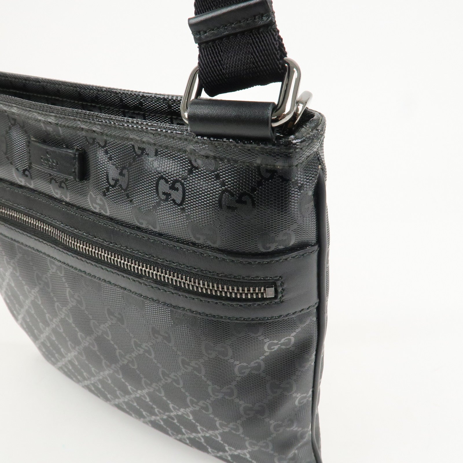 GUCCI GG Imprime Monogram PVC Shoulder Bag Cross Body Bag Black 295257