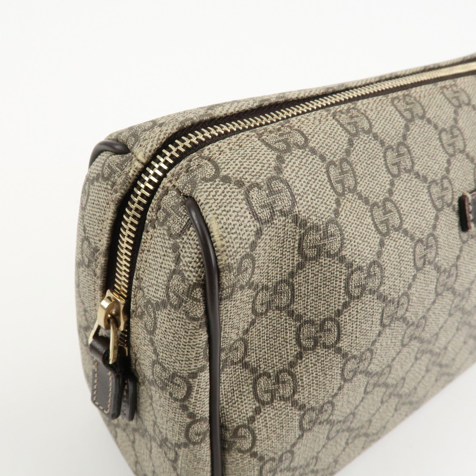 GUCCI GG Supreme Leather Clutch Bag Pouch Beige 189818 Used