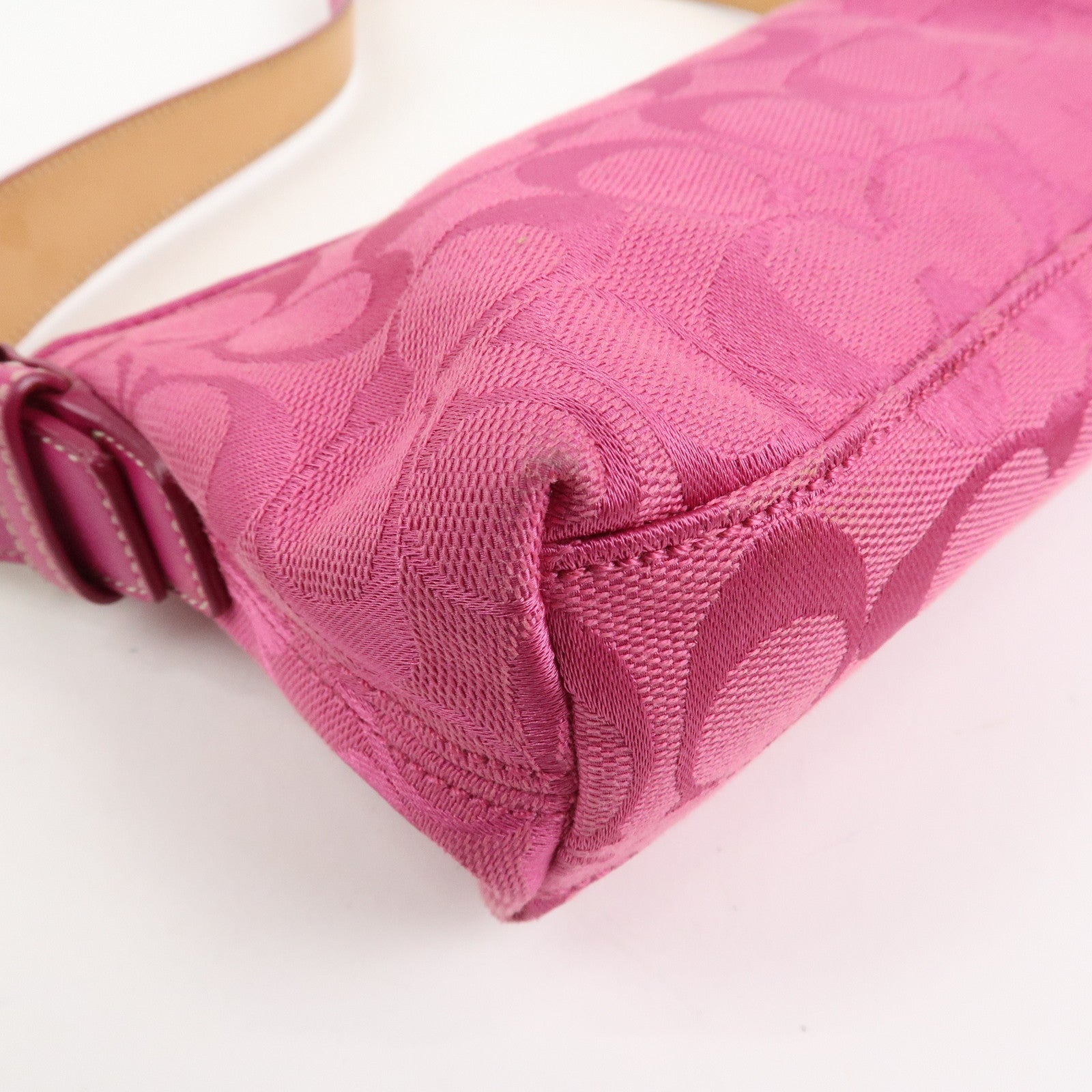 COACH Signature Logo Canvas Leather Shoulder Bag Hand Bag Pink