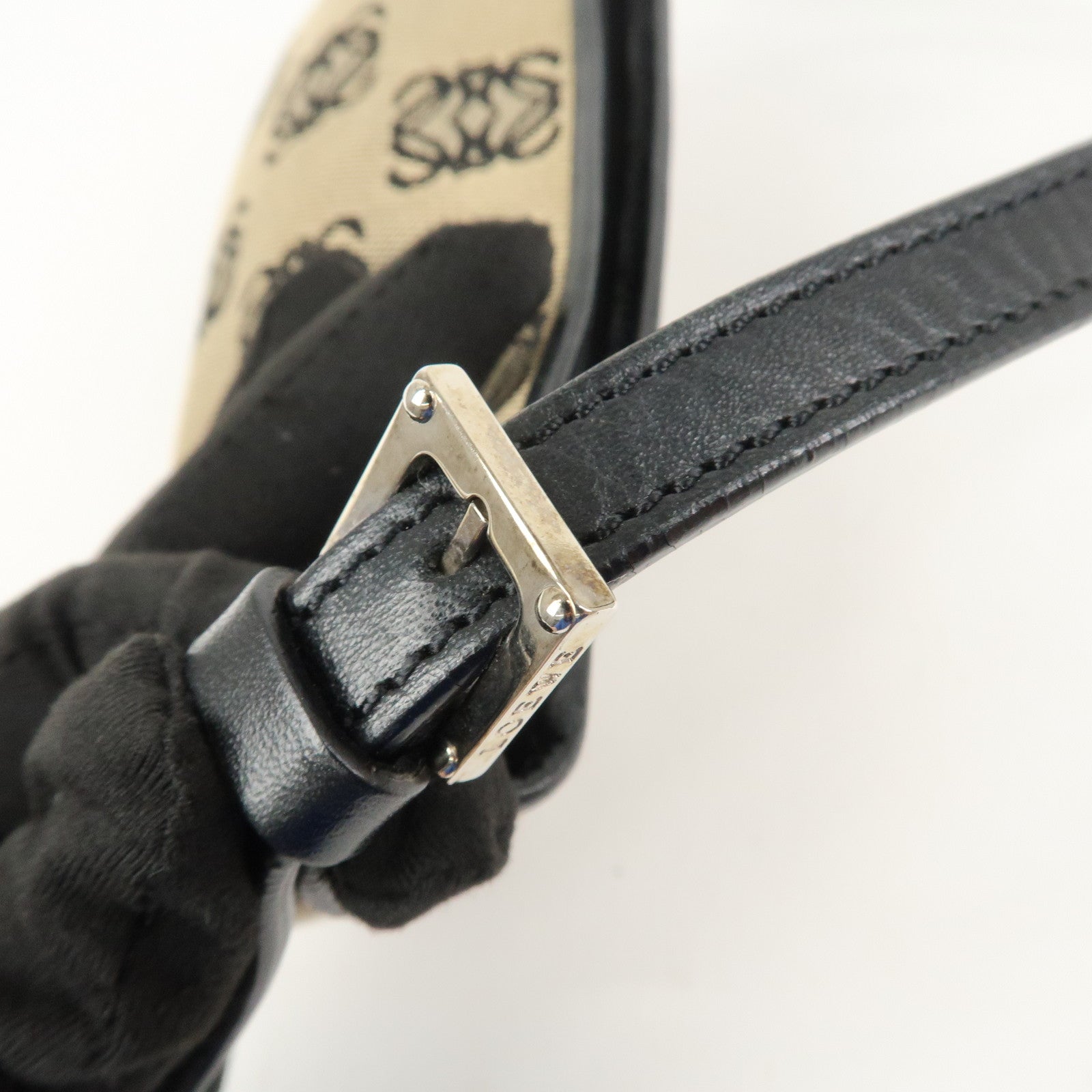 LOEWE Anagram Canvas Leather Accessory Pouch Shoulder Bag Beige