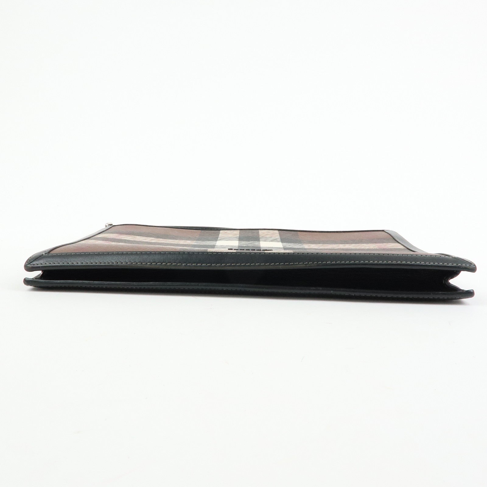 BURBERRY PVC Clutch Bag Flat Pouch Hand Bag Brown Black Ivory