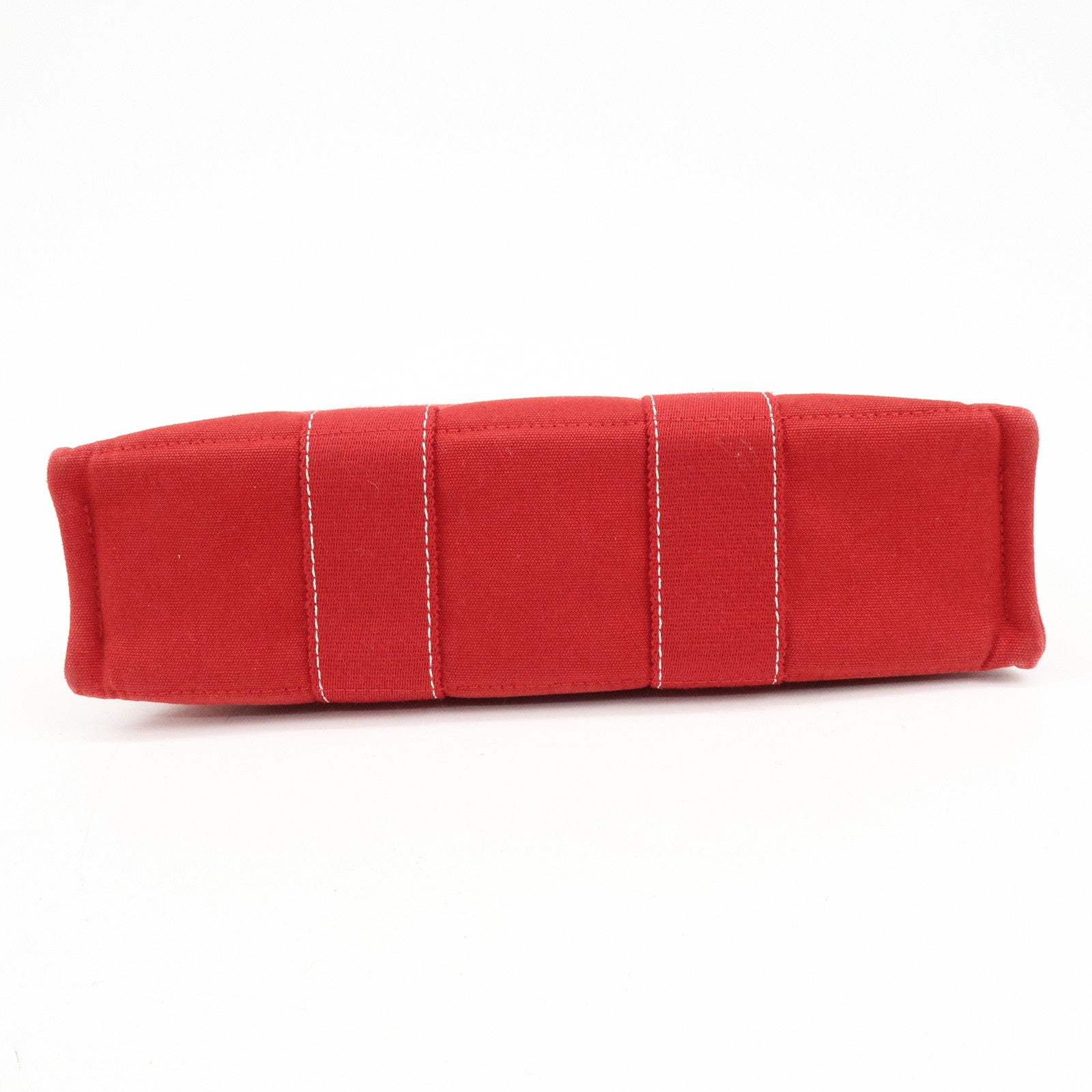 HERMES Deauville PM Canvas Hand Bag Tote Bag Red