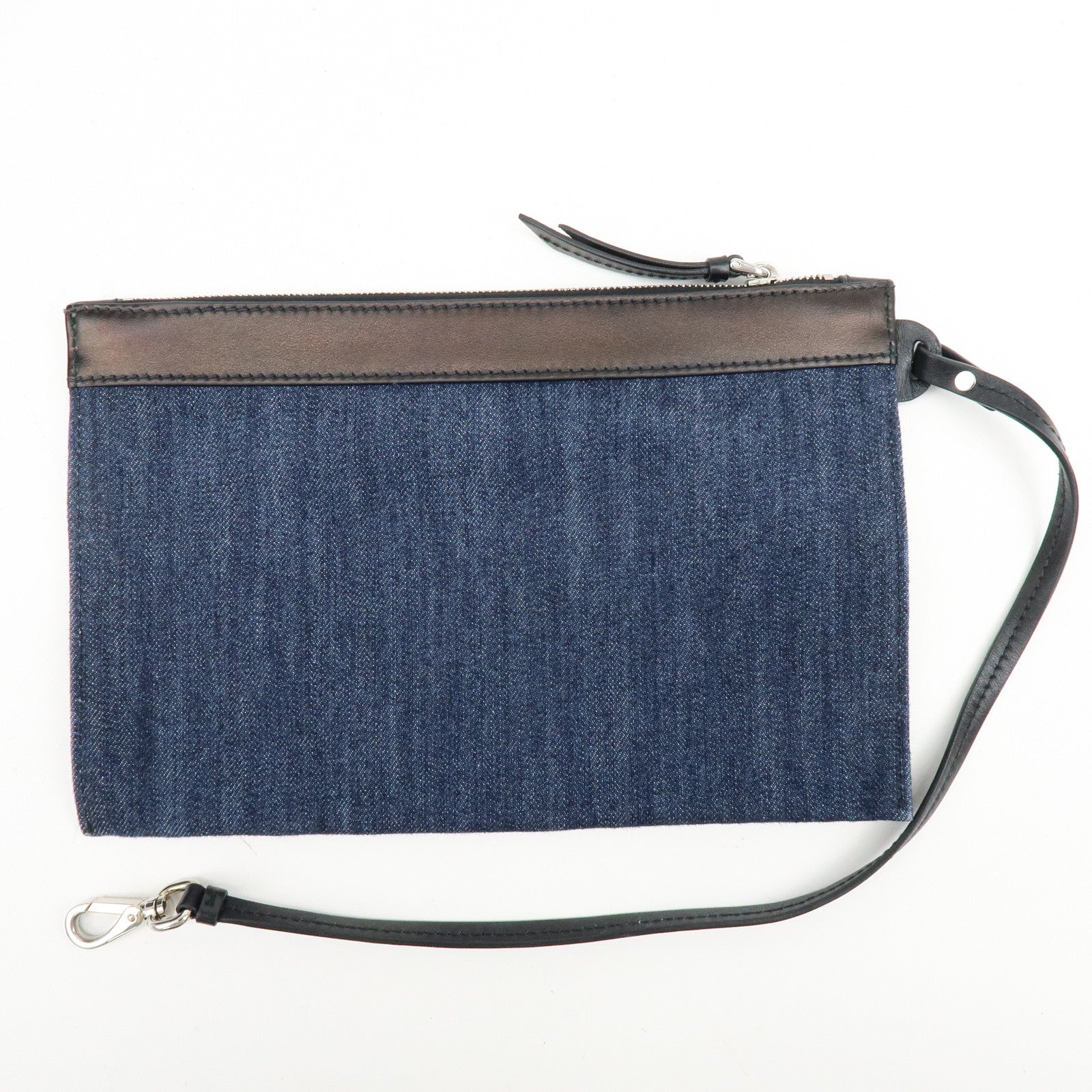 PRADA Logo Denim 2Way Bag Hand Bag Shoulder Bag Navy 1BG244