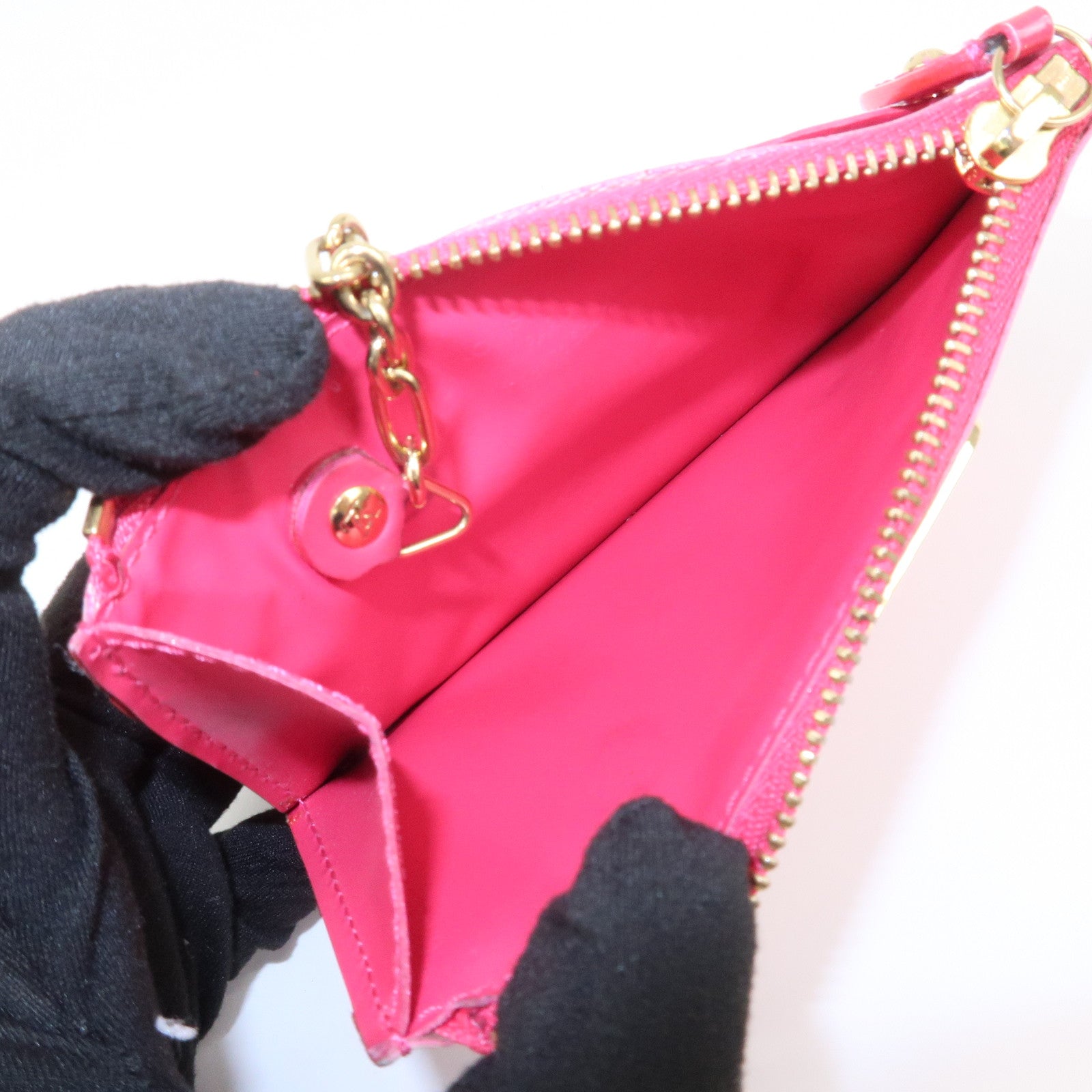 Louis Vuitton Monogram Vernis Leather Pochette Cles NM Pink M93637