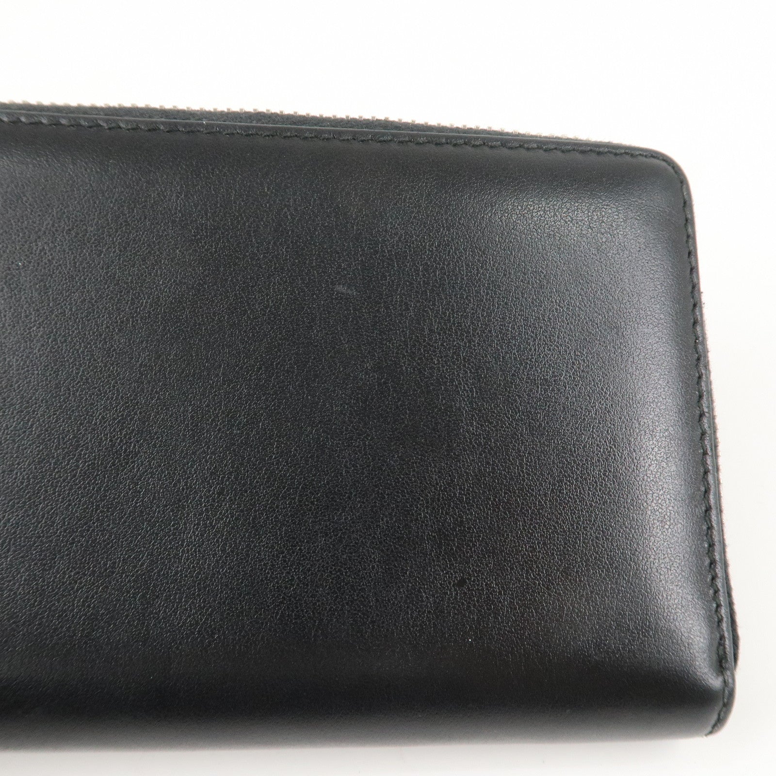GUCCI Blade Embroidery Leather Zip Around Long Wallet Black Used