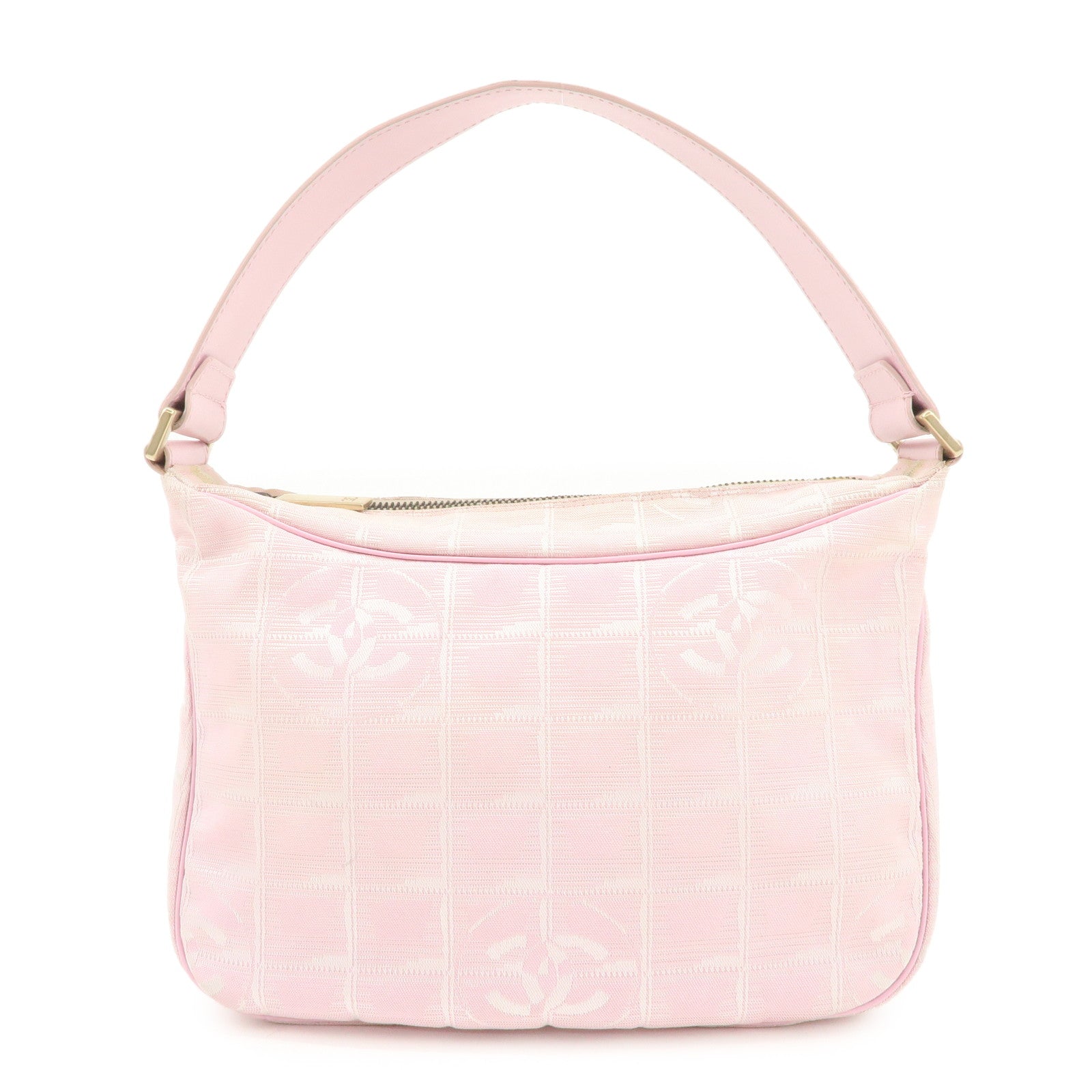 CHANEL New Travel Line Nylon Leather Shoulder Bag Hand Bag Pink Used