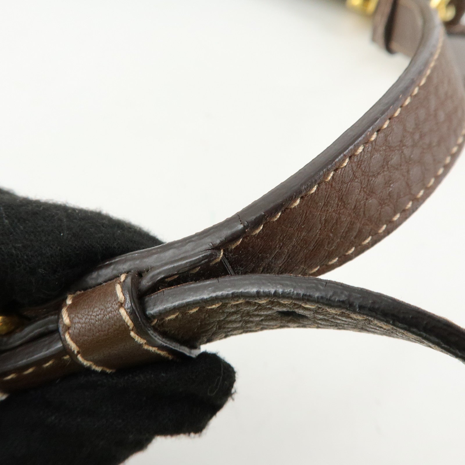 PRADA Logo Jacguard Leather Shoulder Bag Crossbody Bag Brown 1BT867