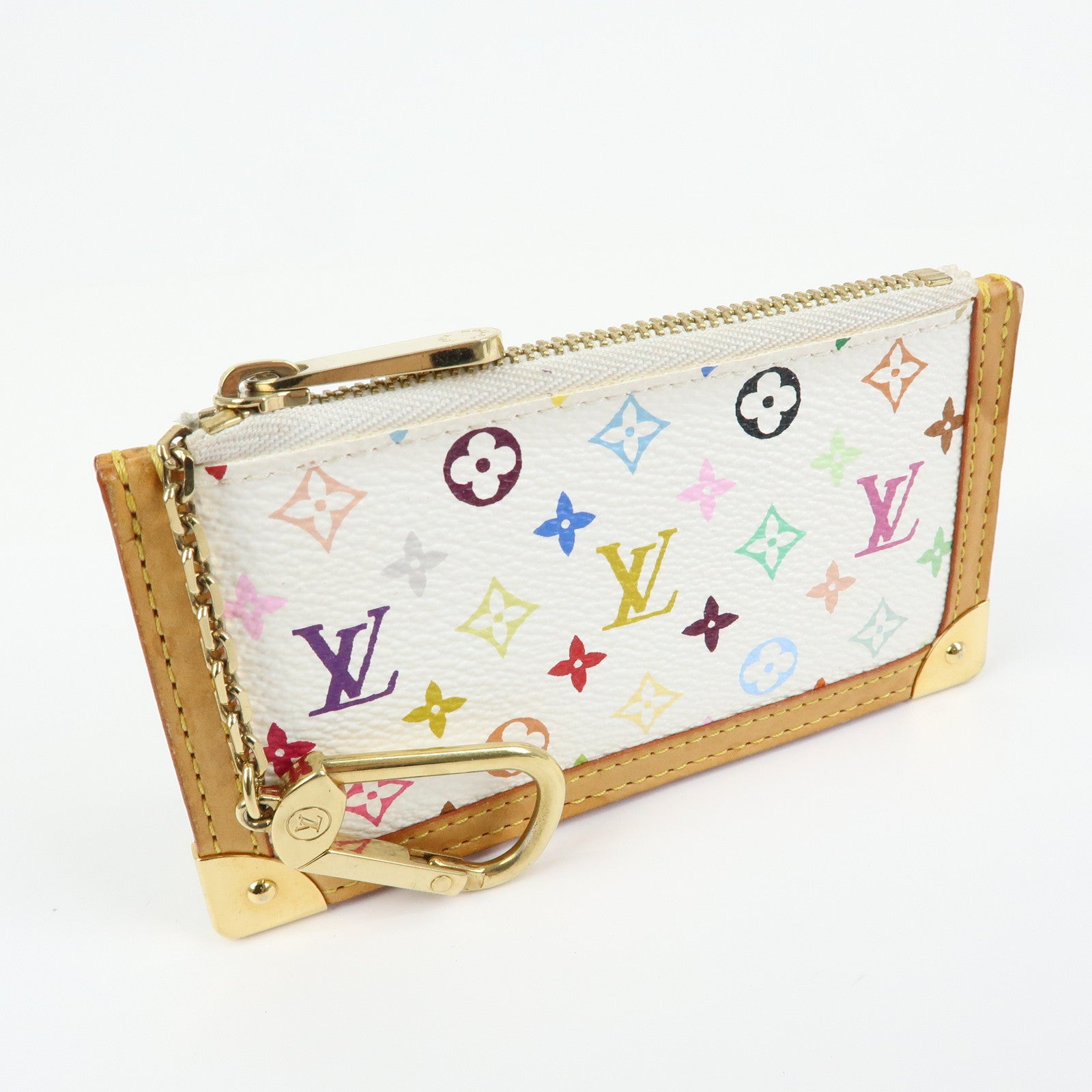 Louis Vuitton Monogram Multicolor Pochette Cles Blanc M92655