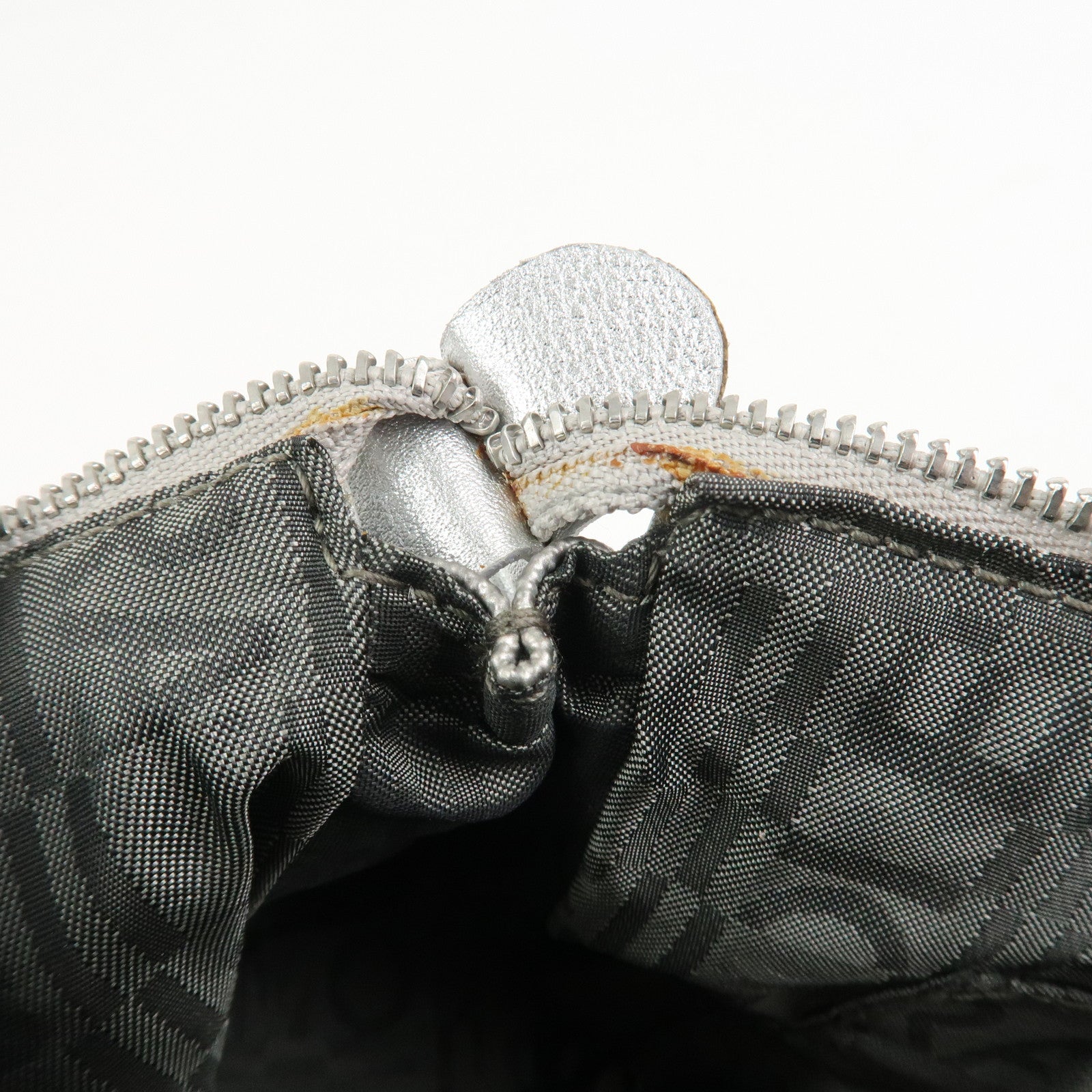 Ferragamo Gancini Logo Leather Shoulder Bag Hand Bag Silver