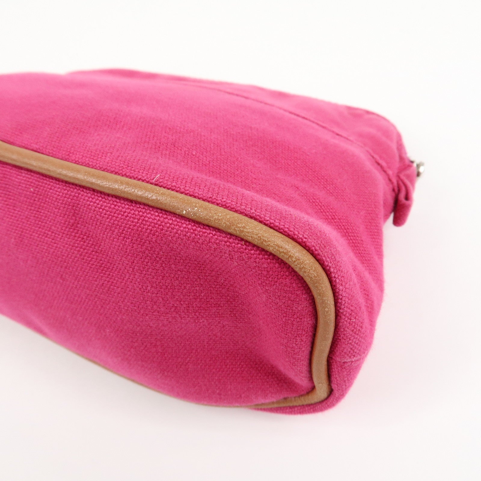 HERMES Canvas Leather Bolide Pouch PM Cosmetic Pouch Pink