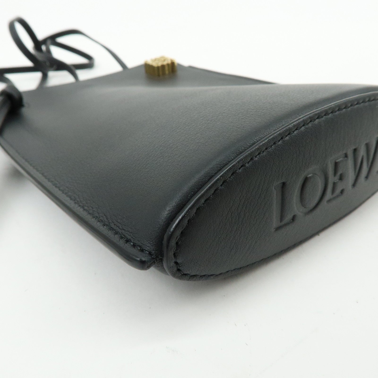 LOEWE Anagram Dice Pocket Shoulder Bag Calf Leather Crossbody Black