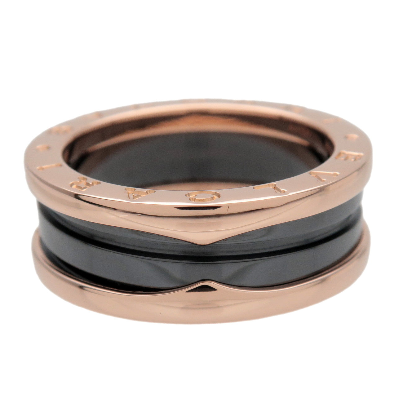 BVLGARI B-Zero1 Ring K18 750PG Black Ceramic Rose Gold Black US8