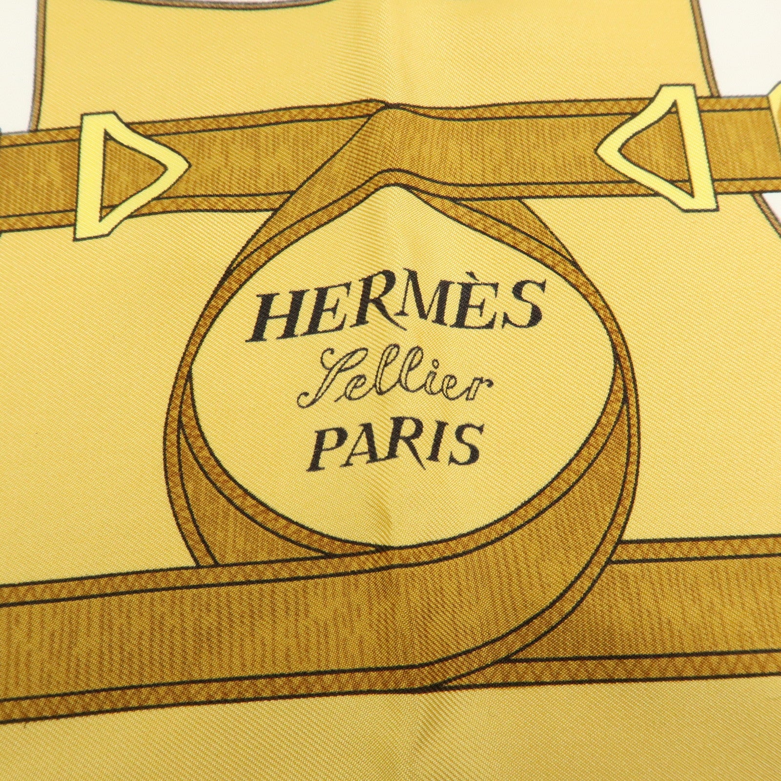 HERMES Carre 90 Silk 100% Eperon d'or Scarf White Navy
