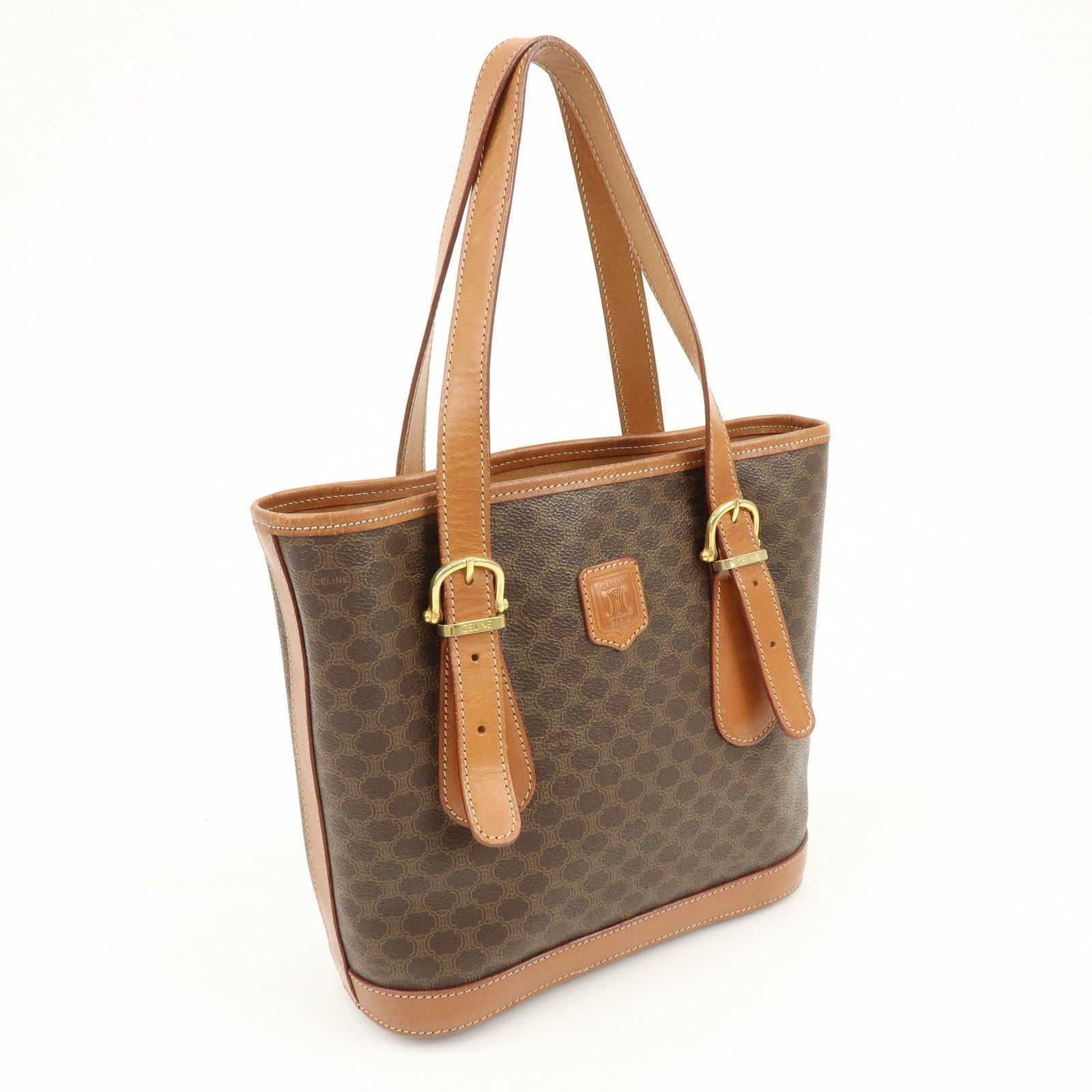 CELINE Macadam PVC Leather Tote Bag Shoulder Bag Brown