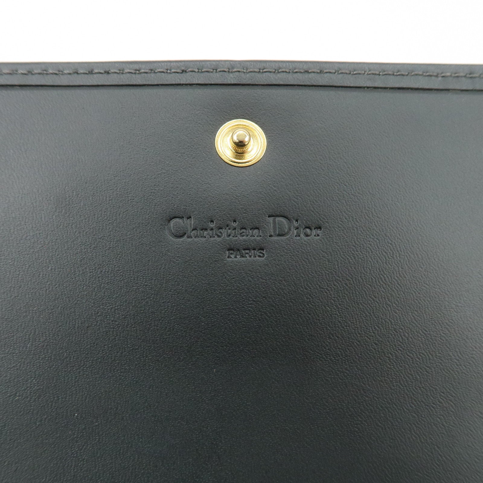 Christian Dior Oblique Canvas Leather Wallet Black Beige