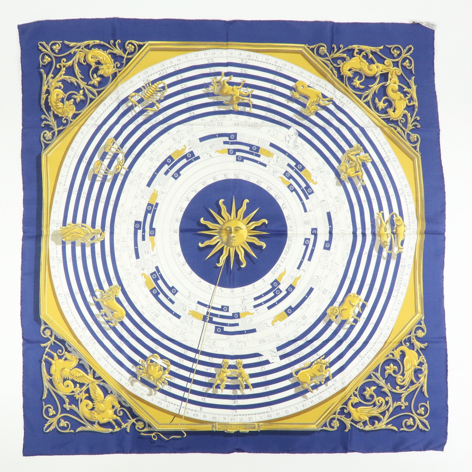 HERMES Carre 90 Silk 100% Scarf DIES ET HORE Multicolor