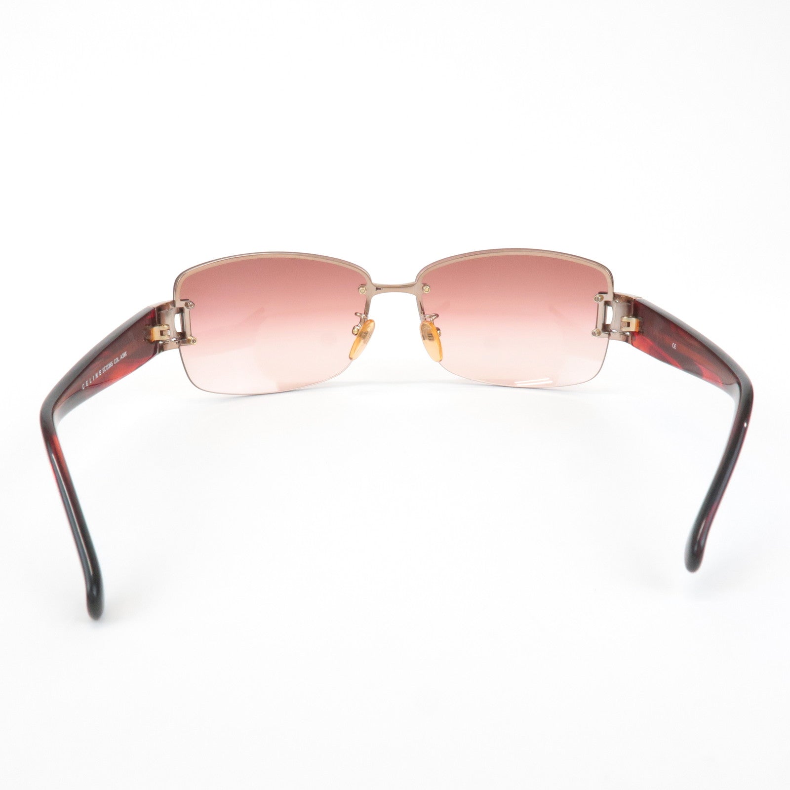 CELINE Plastic Sunglasses Red Silver SC1336S Used