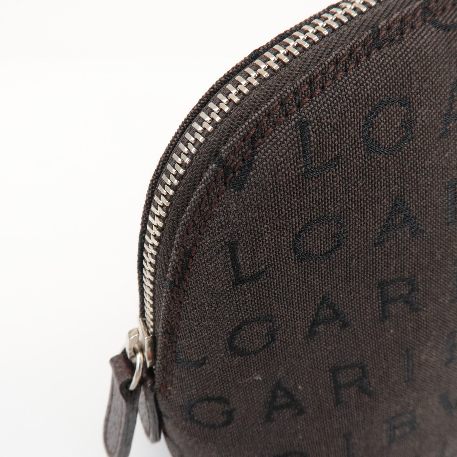 BVLGARI Logomania Canvas Pouch Cosmetic Pouch Dark Brown