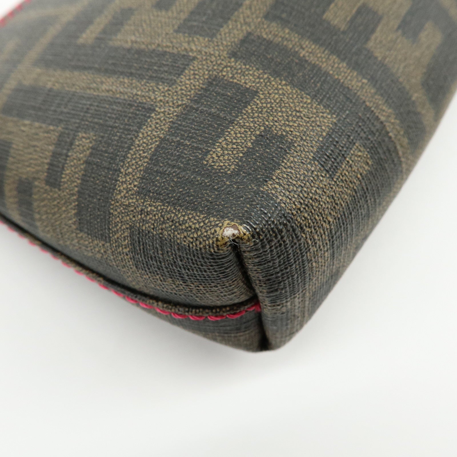 FENDI Zucca Print PVC Chain Accessory Pouch Hand Bag Pink 8BR592