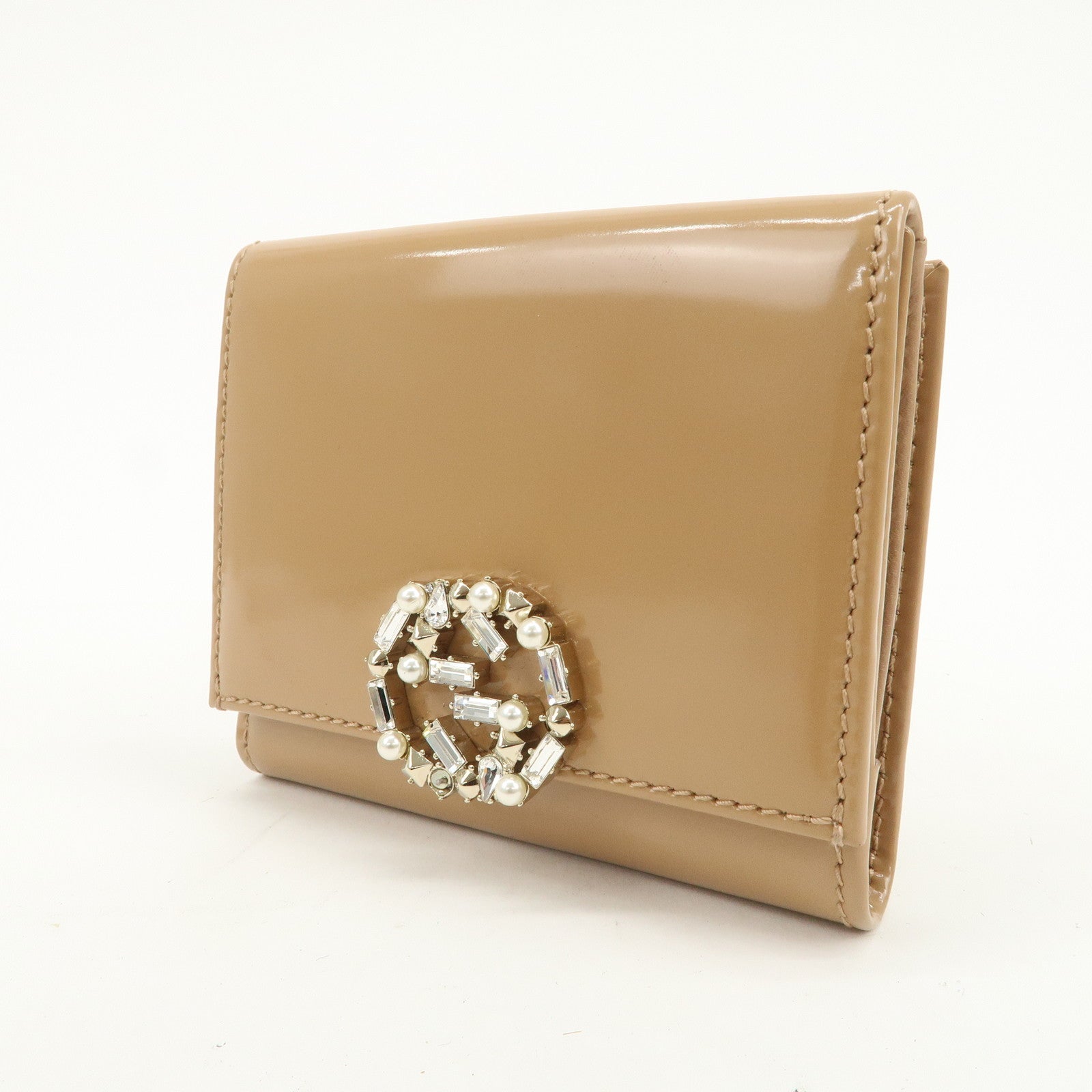 GUCCI GG Sparkling Mini French Flap W Hook Tri-fold Wallet 369688