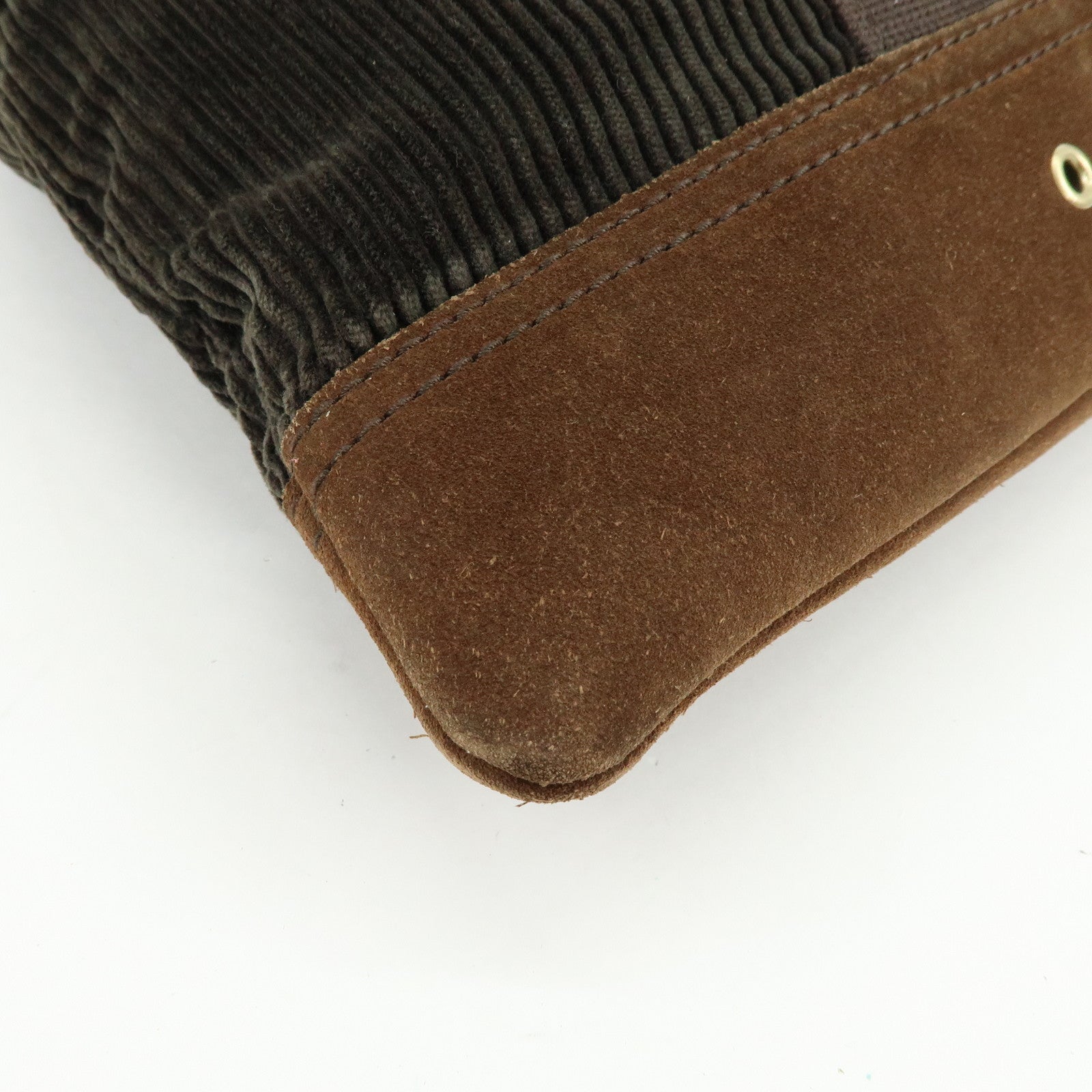 SAINT LAURENT PARIS Cassandra Corduroy Suede Tote Bag Dark Green